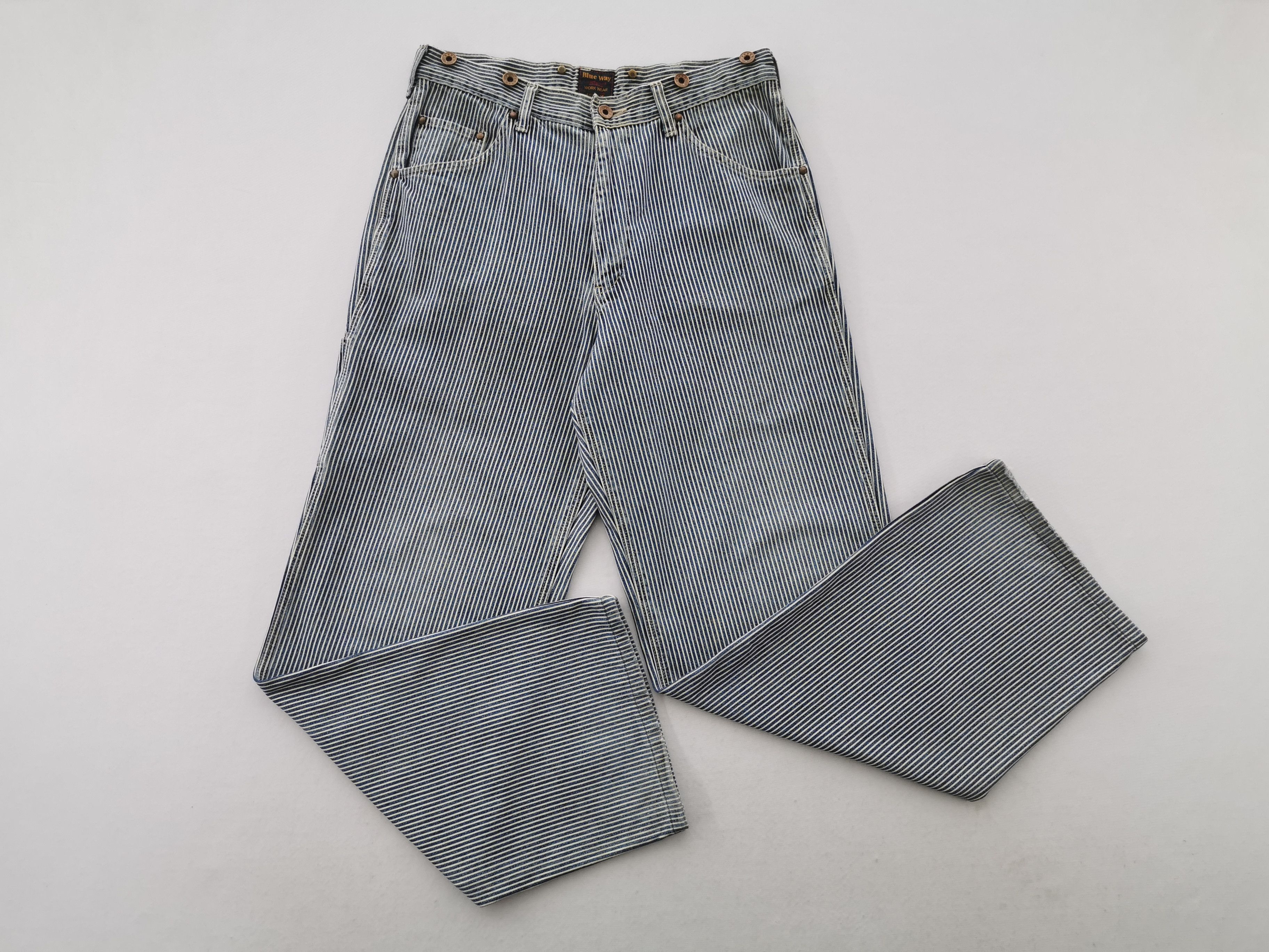Japanese Brand Vintage 90's Blue Way Hickory Cargo Denim Made In Japan Size US 31 - 3 Thumbnail