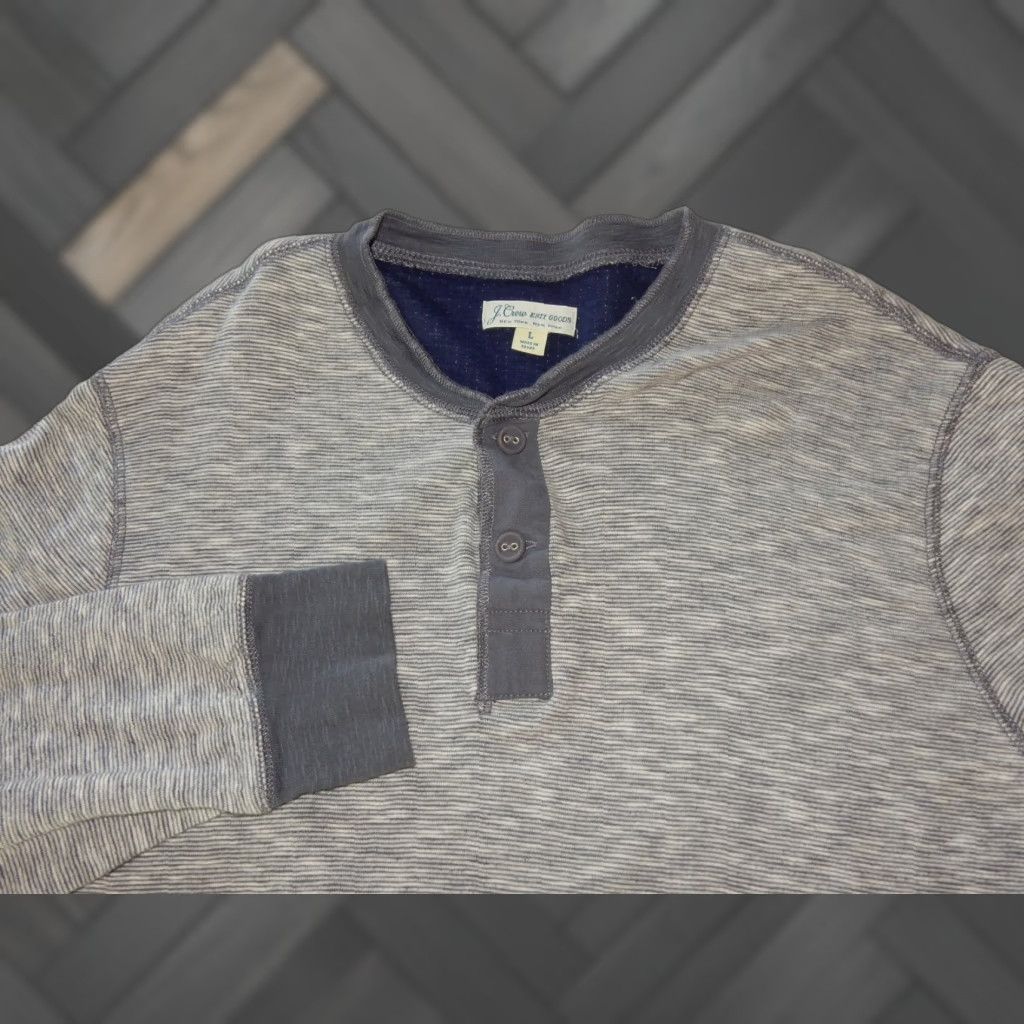 J.Crew J.CREW Men's Long Sleeve Henley T-Shirt Size L Gray Cotton Size US L / EU 52-54 / 3 - 1 Thumbnail