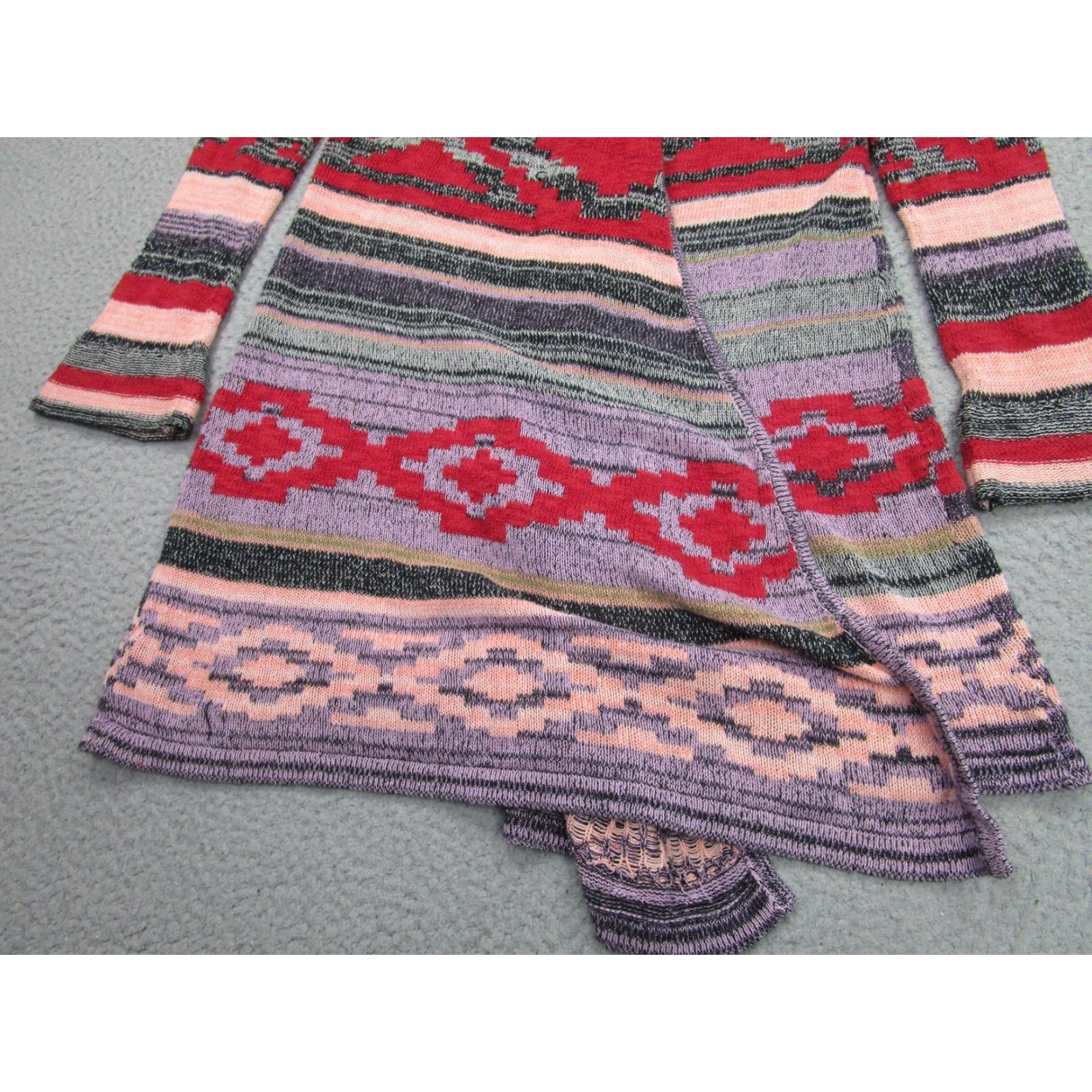 Bell VINTAGE Mudd Cardigan Sweater Juniors XS y2k 2000s Hooded Bell Sleeve Aztec Boho Tribal Size XS / US 0-2 / IT 36-38 - 3 Thumbnail