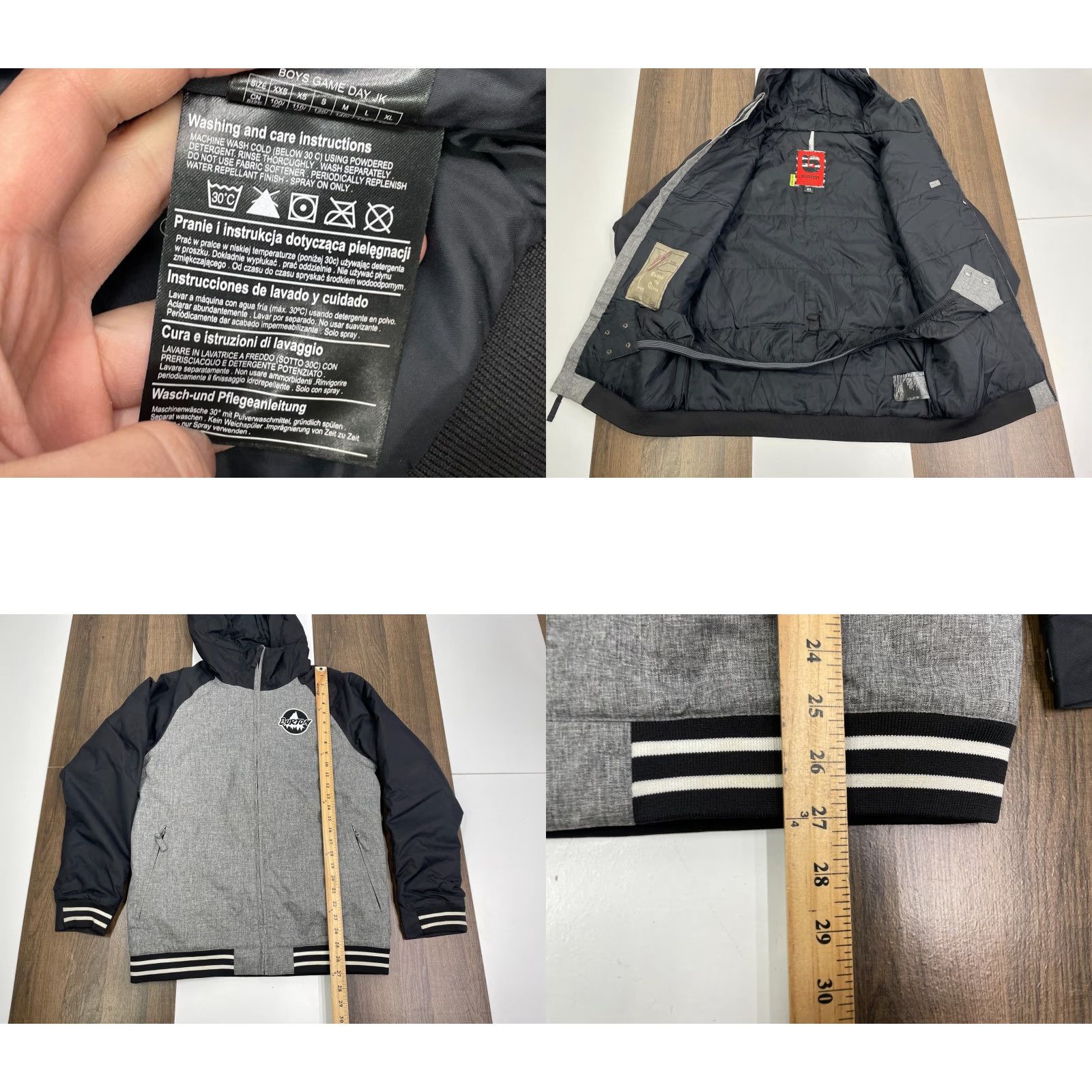 Burton Dry Ride Teen XL Gray Parka Jacket Hooded Snow Ski Winter All Seasons