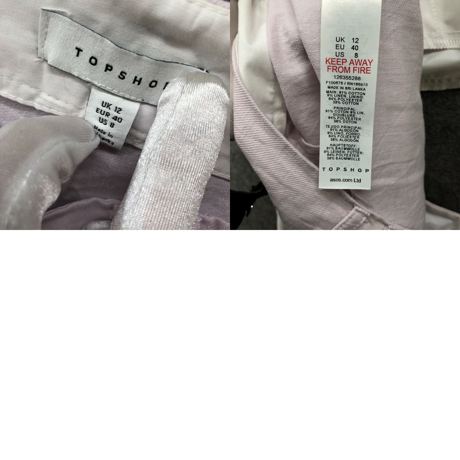 Topshop TOPSHOP Linen Blend Culotte Shorts Womens 8 Light Pink Pleated High Waist Casual Size 30" / US 8 / IT 44 - 8 Thumbnail