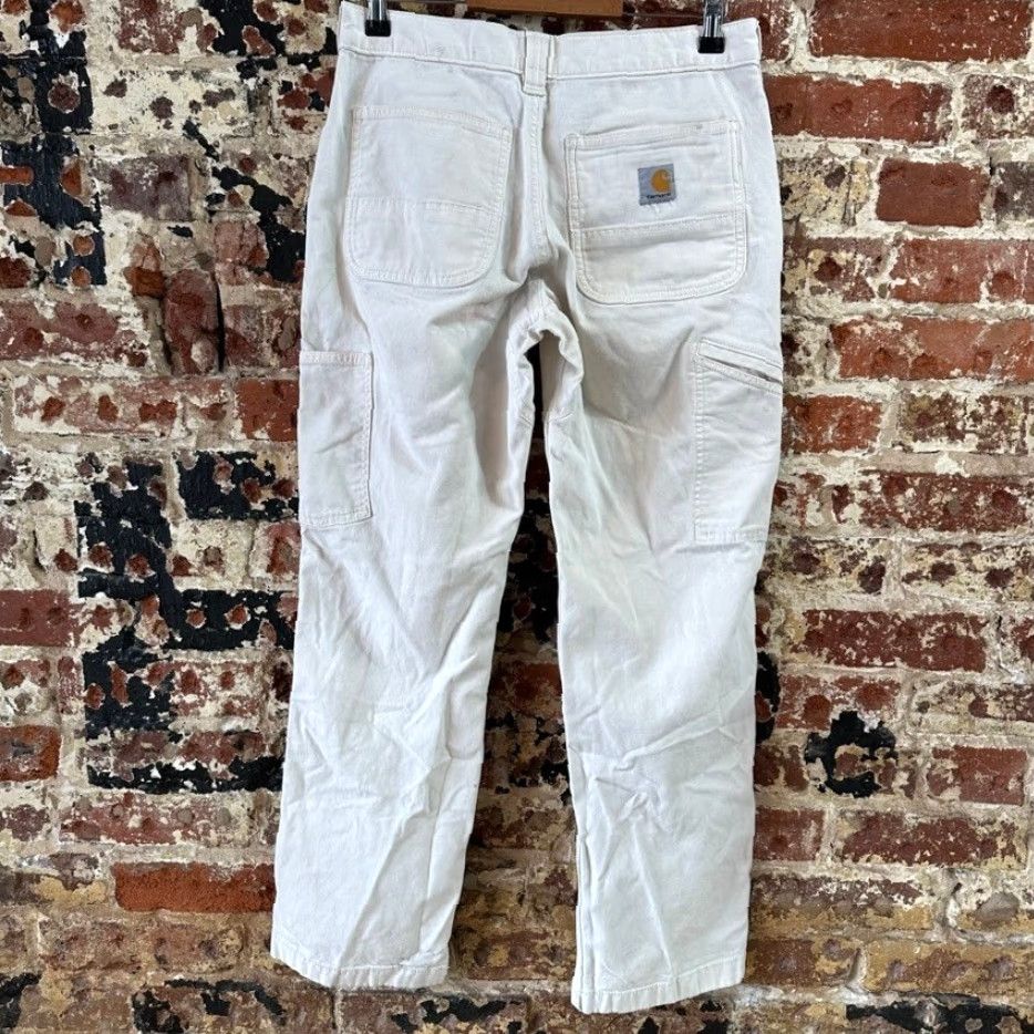 Carhartt VINTAGE Carhartt Men’s Double Knee Workwear Pants 30x30 White Cream Mens Pants Carhartt 5-Pocket Design Cotton Workwear Size US 30 / EU 46 - 6 Thumbnail