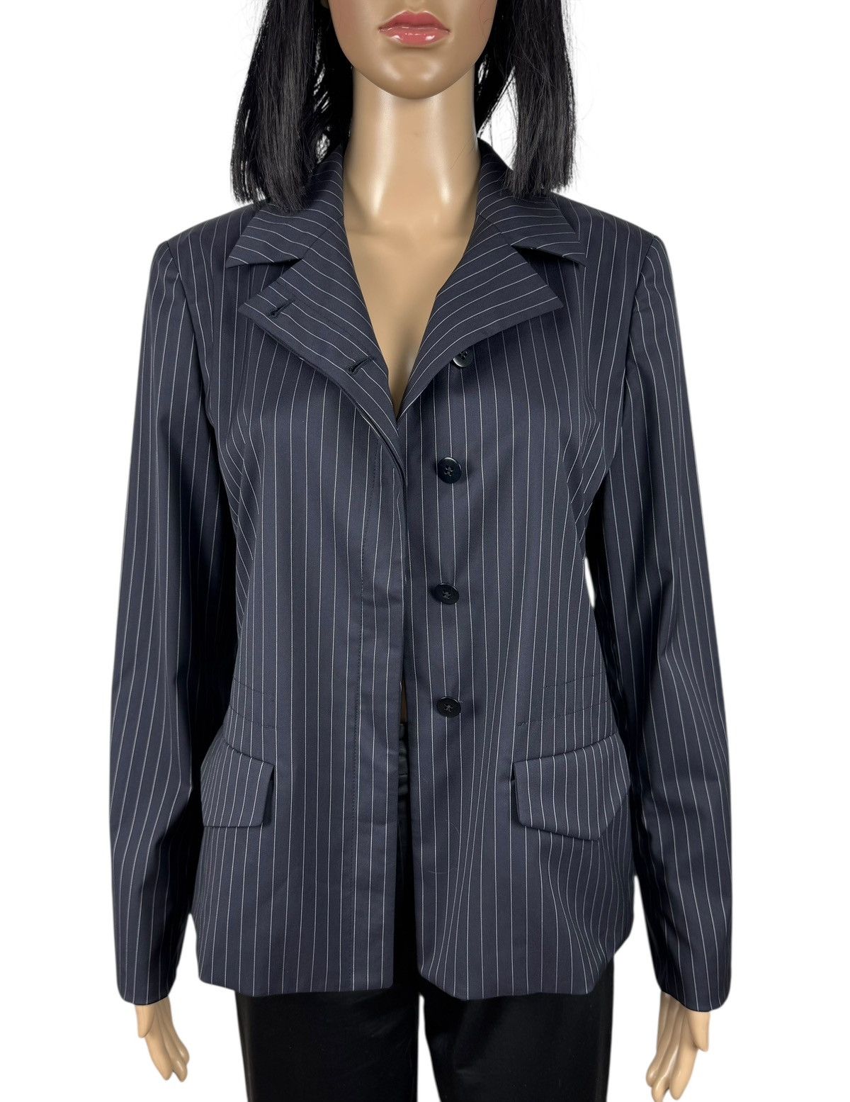 Armani Collezioni Armani Collezioni Wool-Nylon Blue Striped Jacket Collared 44 Size M / US 6-8 / IT 42-44 - 9 Thumbnail
