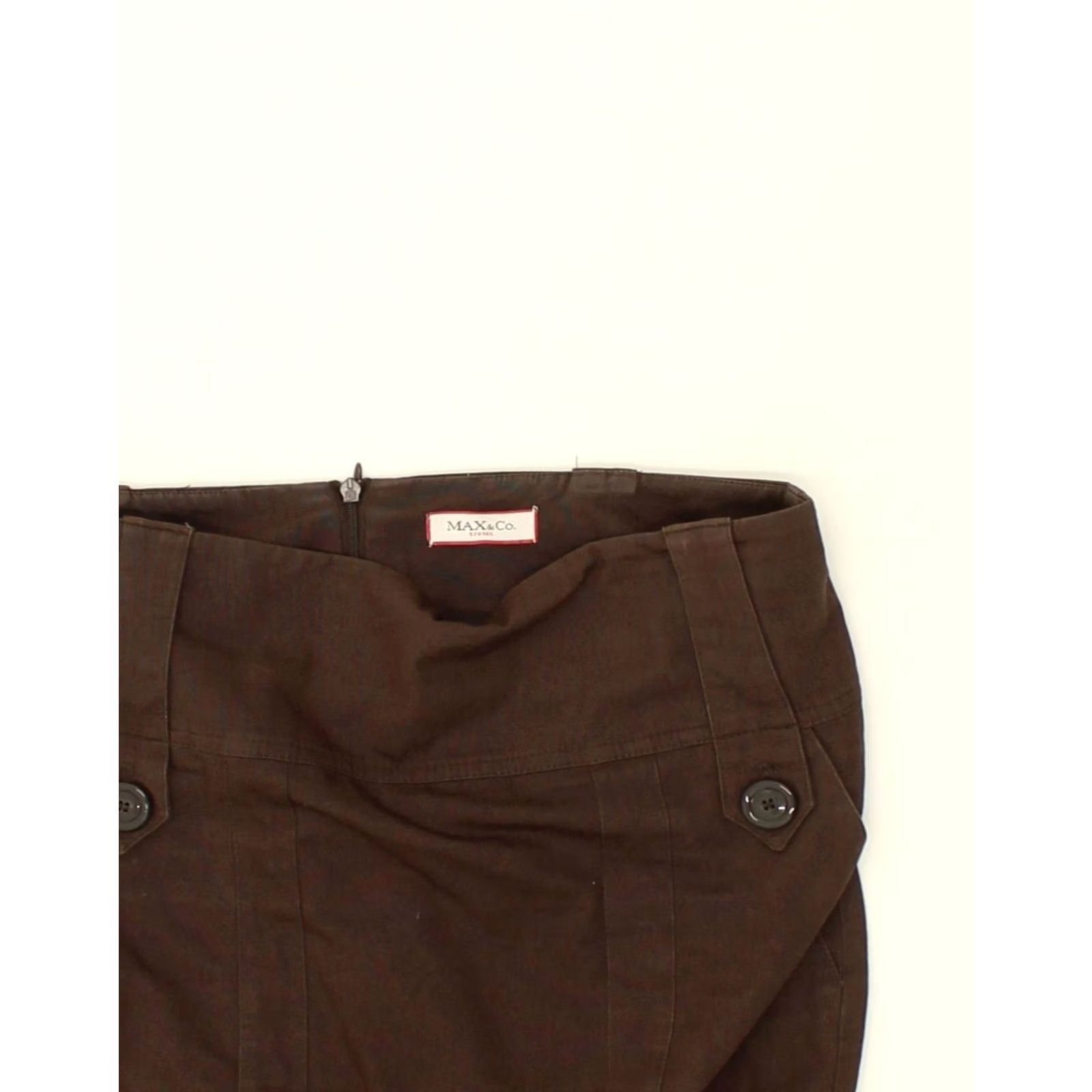 MAX&Co. MAX & CO. Womens Midi Skirt Brown Cotton XS UK 6 W28 Size 26" / US 2 / IT 38 - 4 Thumbnail