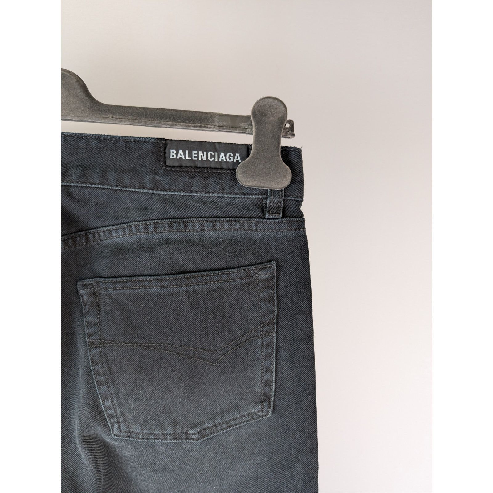 Balenciaga o1rshd1 CCRAB Soft Black Left Hand Denim Jeans Pants Size US 33 - 13 Thumbnail