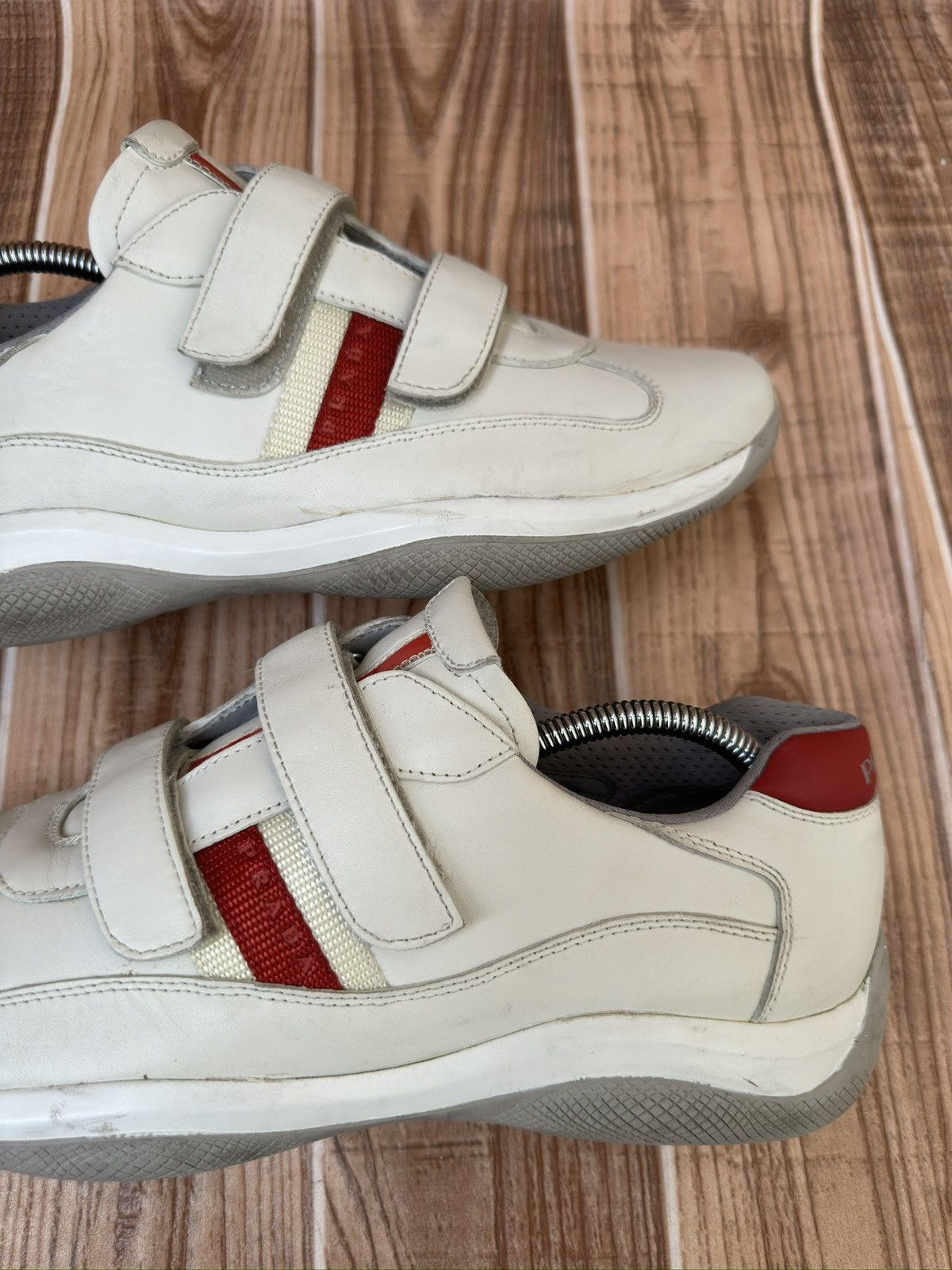Prada Prada Americas Cup Velcro Straps Red Tab Leather Sneaks Size US 8.5 / EU 41-42 - 6 Thumbnail