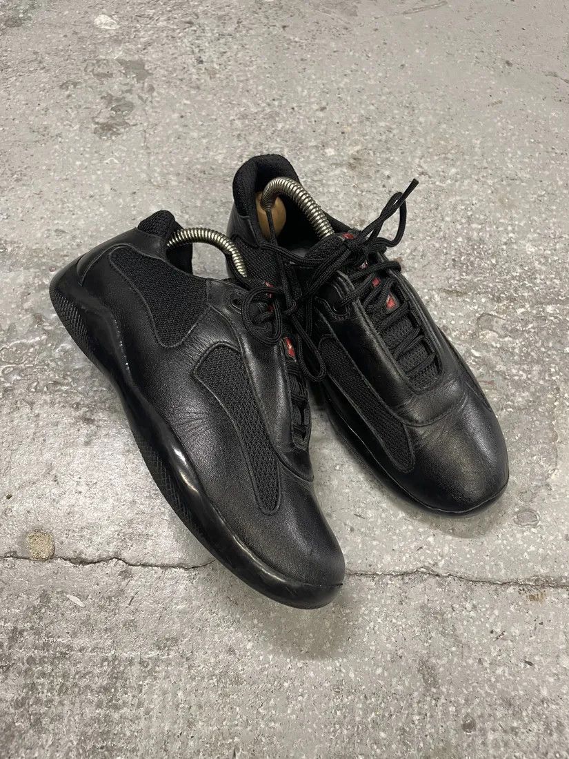 Prada × Vintage 2000s Prada America s Cup Black Leather Low Sneakers Size US 5 / IT 35 - 4 Thumbnail