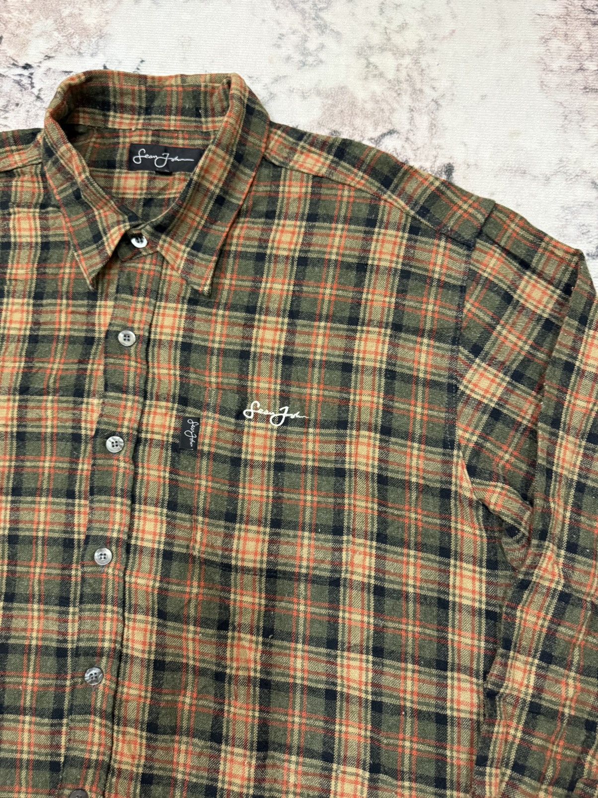 Sean John Vintage Sean John Chekerd Flannel Button Up Shirt Wool Size US XL / EU 56 / 4 - 4 Thumbnail