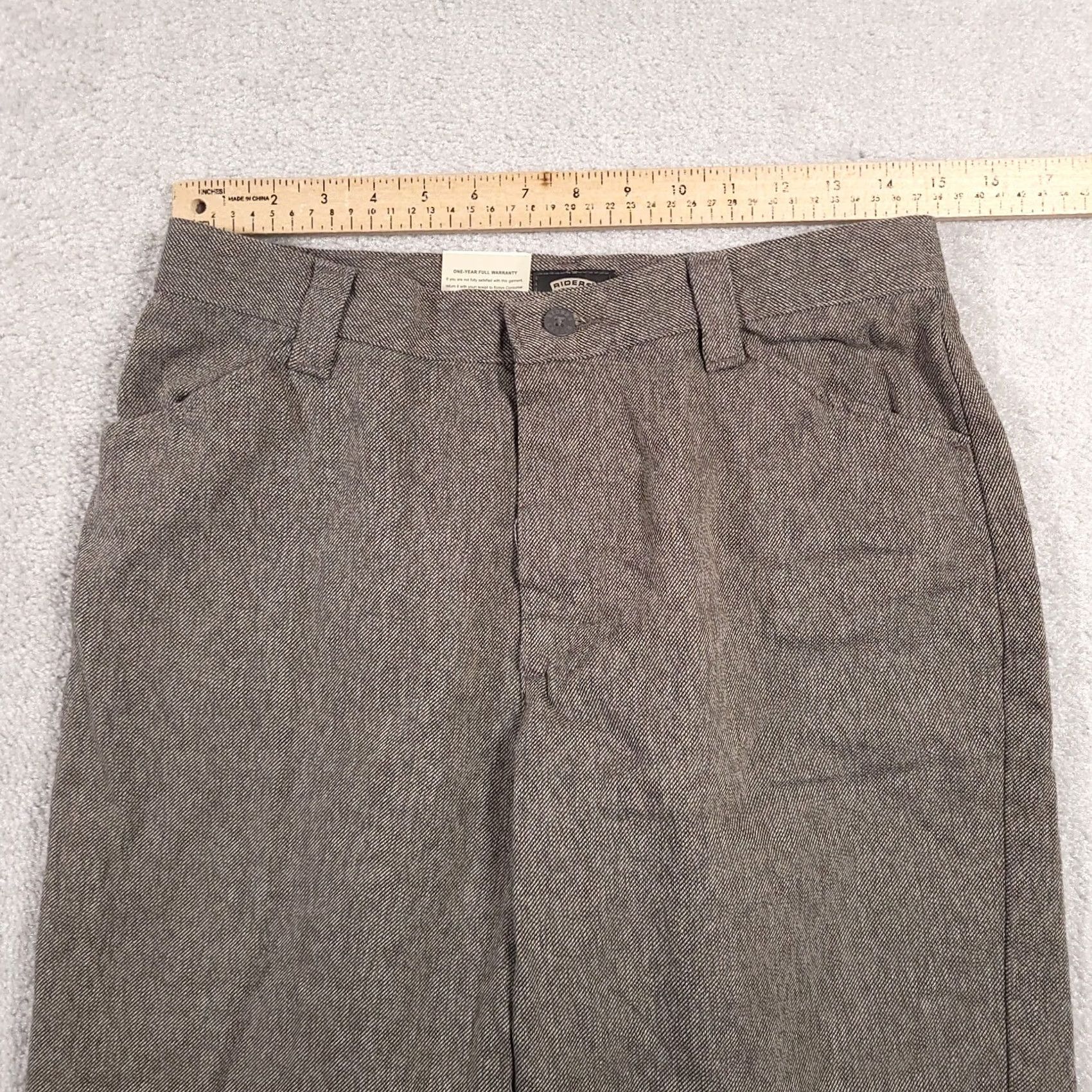 Lee Lee Riders Pants Women's 10P Brown Black Twist Eased Tapered High Rise Chino 28in Inseam Size 32" / US 10 / IT 46 - 6 Thumbnail