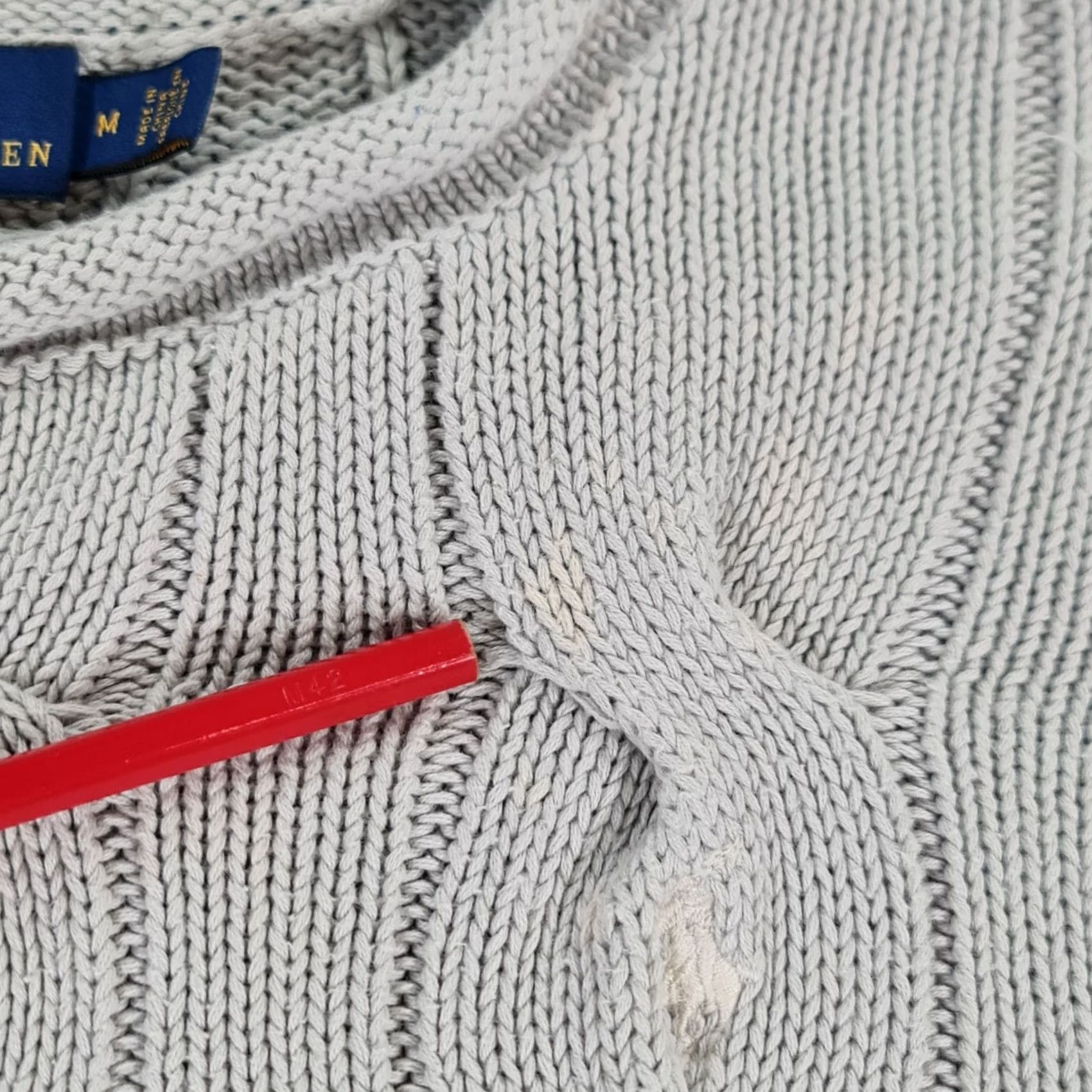 Polo Ralph Lauren Polo Ralph Lauren Jumper Womens Grey Medium Cable Knit Cotton Pullover Crew Neck Long Sleeve Size M / US 6-8 / IT 42-44 - 5 Thumbnail