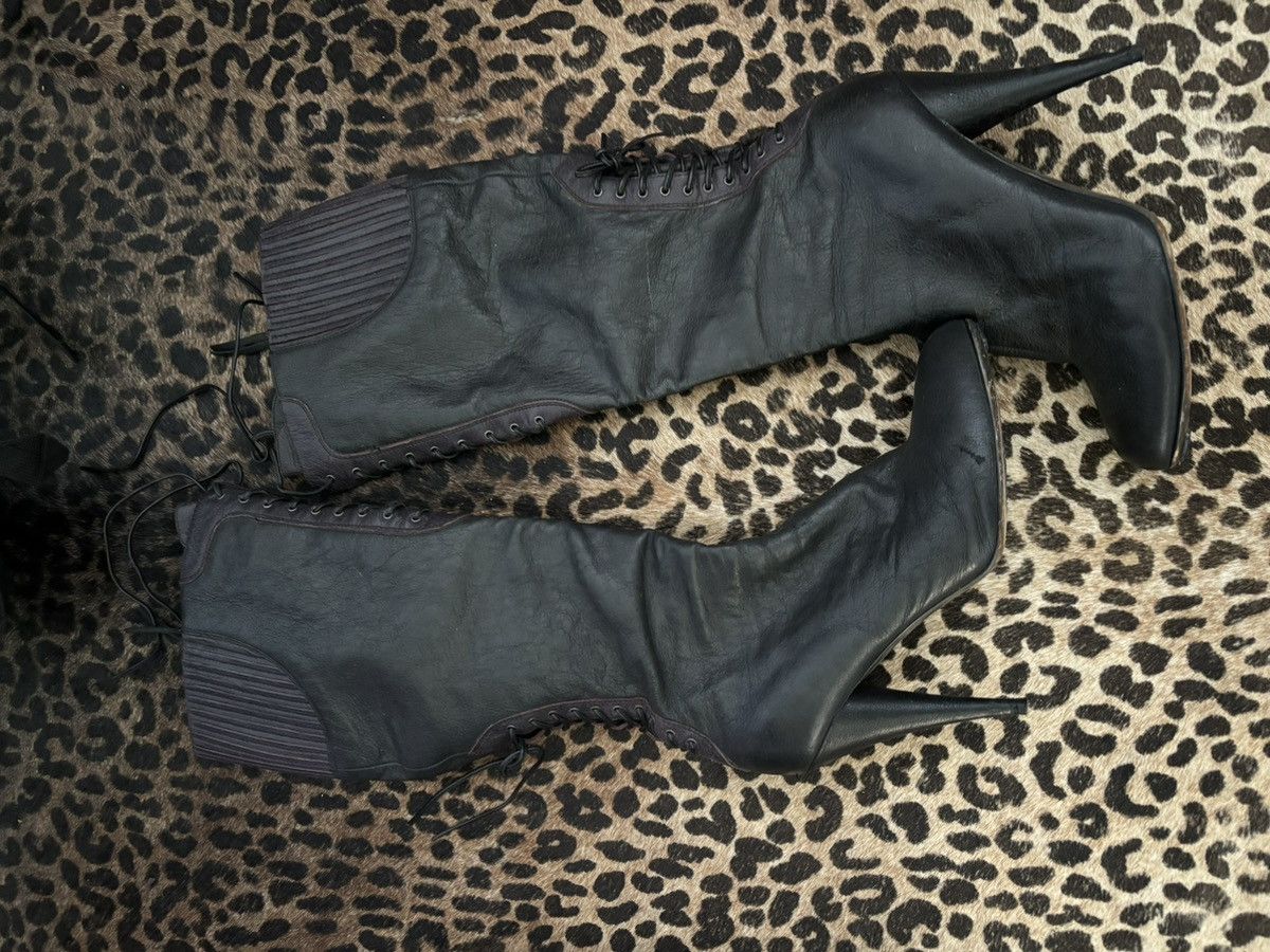 Miu Miu Thigh high miu miu high heel laced leather boots Size US 10 / IT 40 - 2 Thumbnail