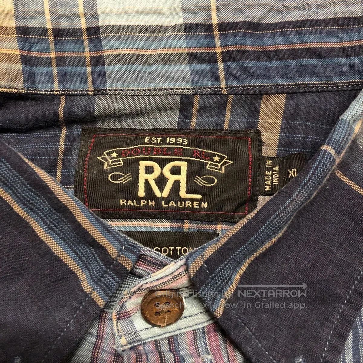 RRL Ralph Lauren Double RL Blue Check Short Sleeve Shirt. Size US XL / EU 56 / 4 - 3 Thumbnail