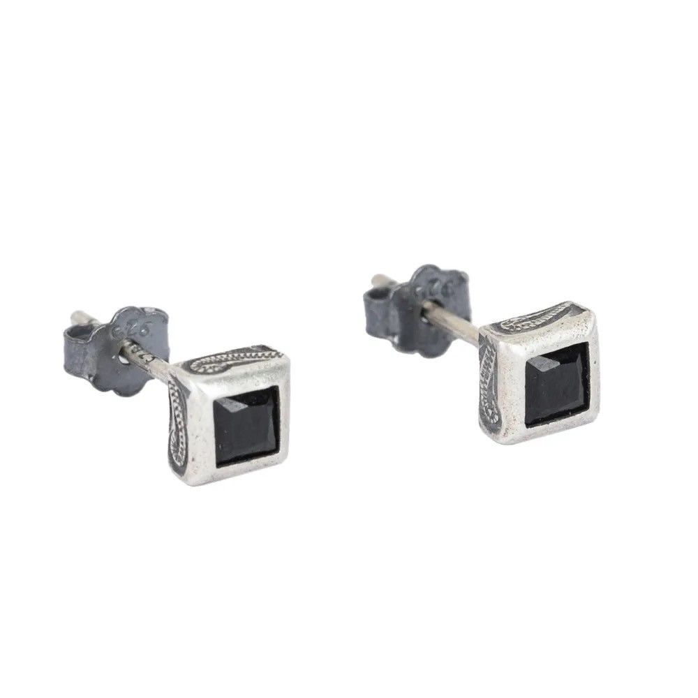 Vintage Square Black Zircon Stud Earrings (1pairs） Size ONE SIZE - 4 Thumbnail
