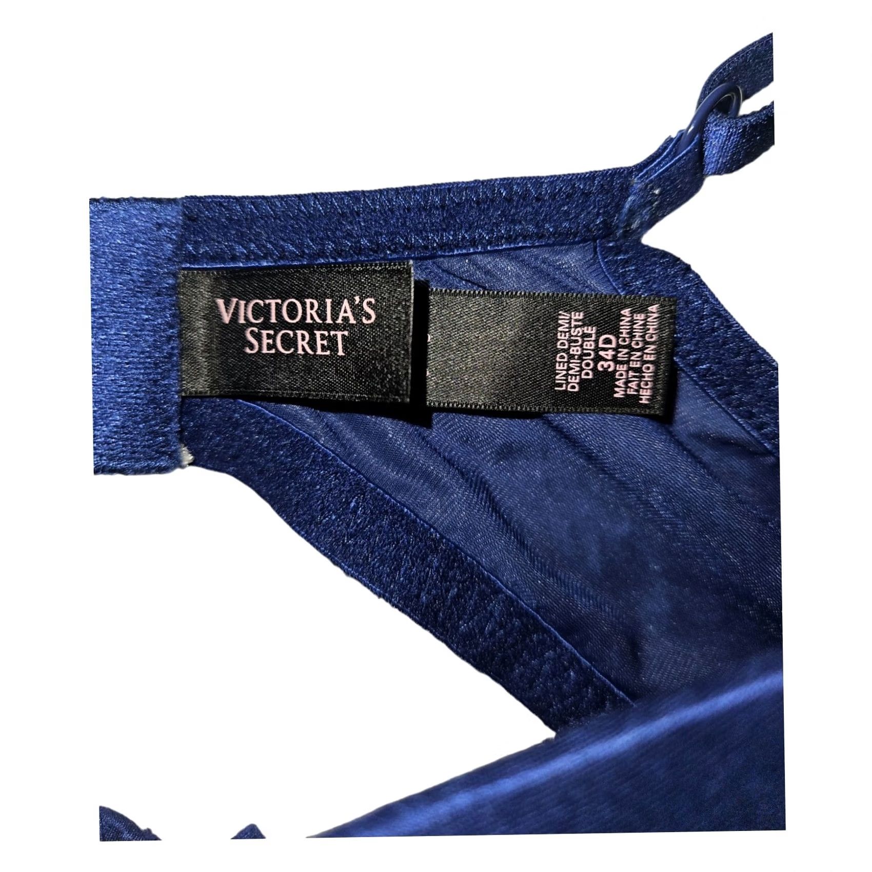 Victoria's Secret Victoria's Secret Bra Women's 34D Blue Lace Underwire Sequin Push Up Demi Cup Size ONE SIZE - 2 Thumbnail