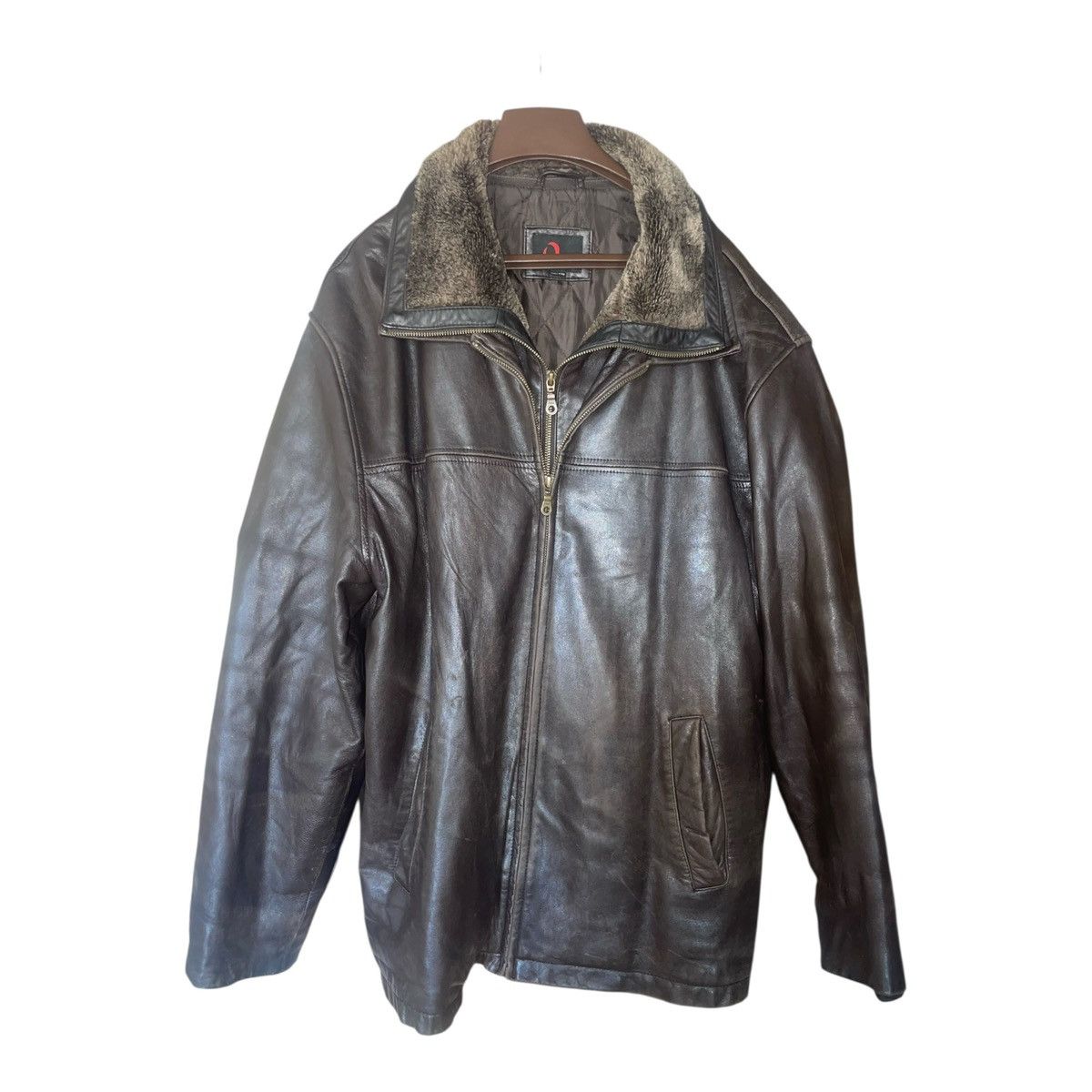 Other Oxide Men’s Brown leather coat with zip out Lining faux fur Size US XXL / EU 58 / 5 - 4 Thumbnail