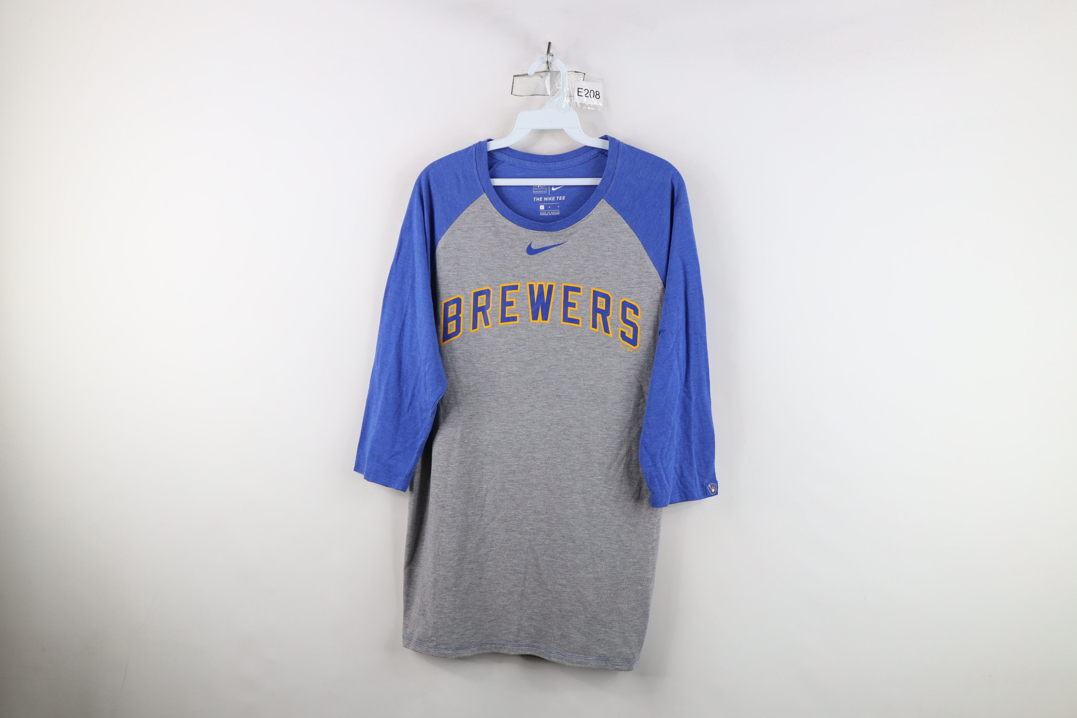 Nike Nike Milwaukee Brewers Baseball 3/4 Sleeve Raglan T-Shirt Size US L / EU 52-54 / 3 - 1 Thumbnail