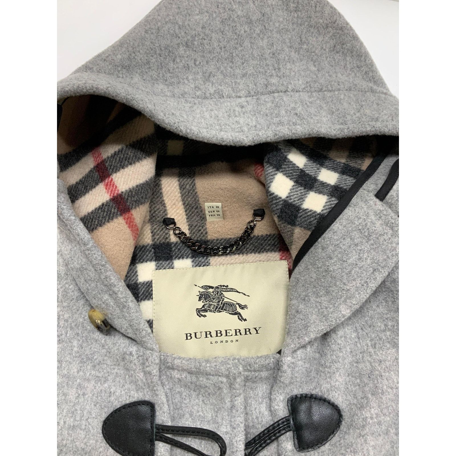 Burberry BURBERRY London Women's Gray Hooded Wool Duffle Coat Sz 14 Size XL / US 12-14 / IT 48-50 - 7 Thumbnail