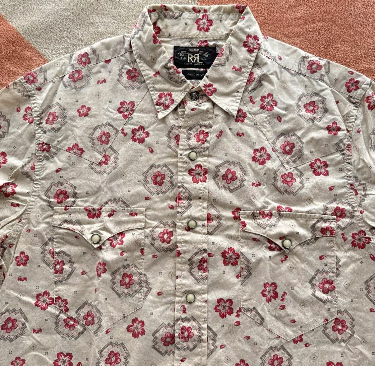 RRL Ralph Lauren RRL Ralph Lauren Cherry Blossom Western Shirt K22 Size US M / EU 48-50 / 2 - 2 Thumbnail