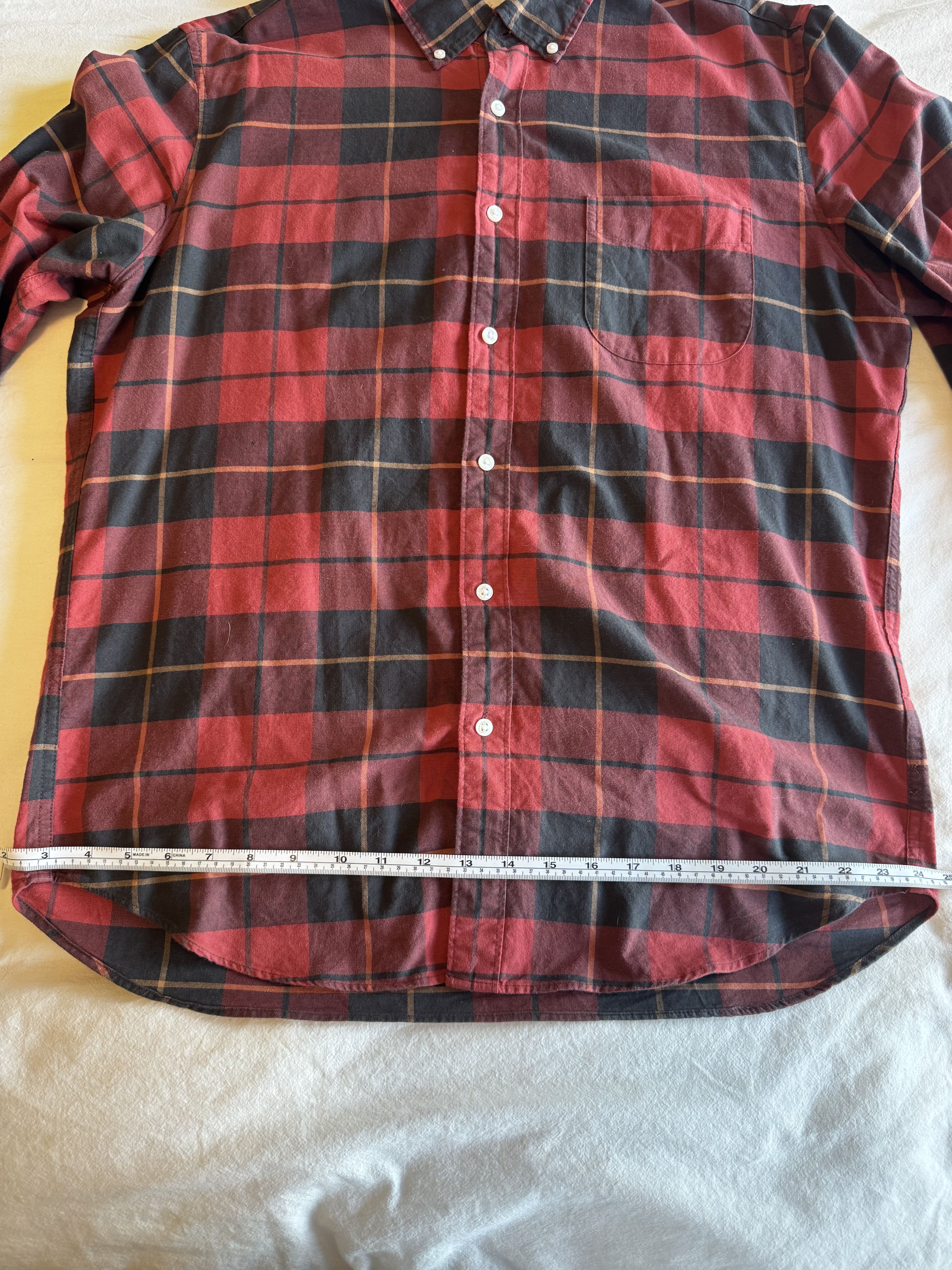 J.Crew J.Crew Broken-In Oxford Slim Organic Cotton Plaid Red Black Size US L / EU 52-54 / 3 - 8 Thumbnail