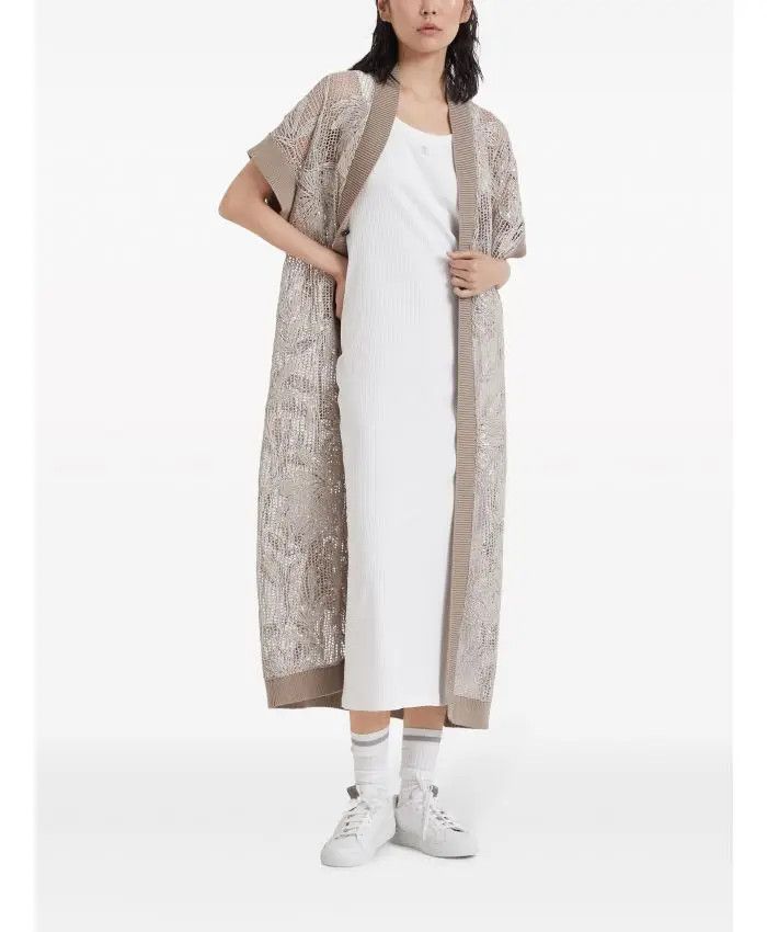 Brunello Cucinelli o1w1db10825 Dress in White Size L / US 10 / IT 46 - 2 Thumbnail