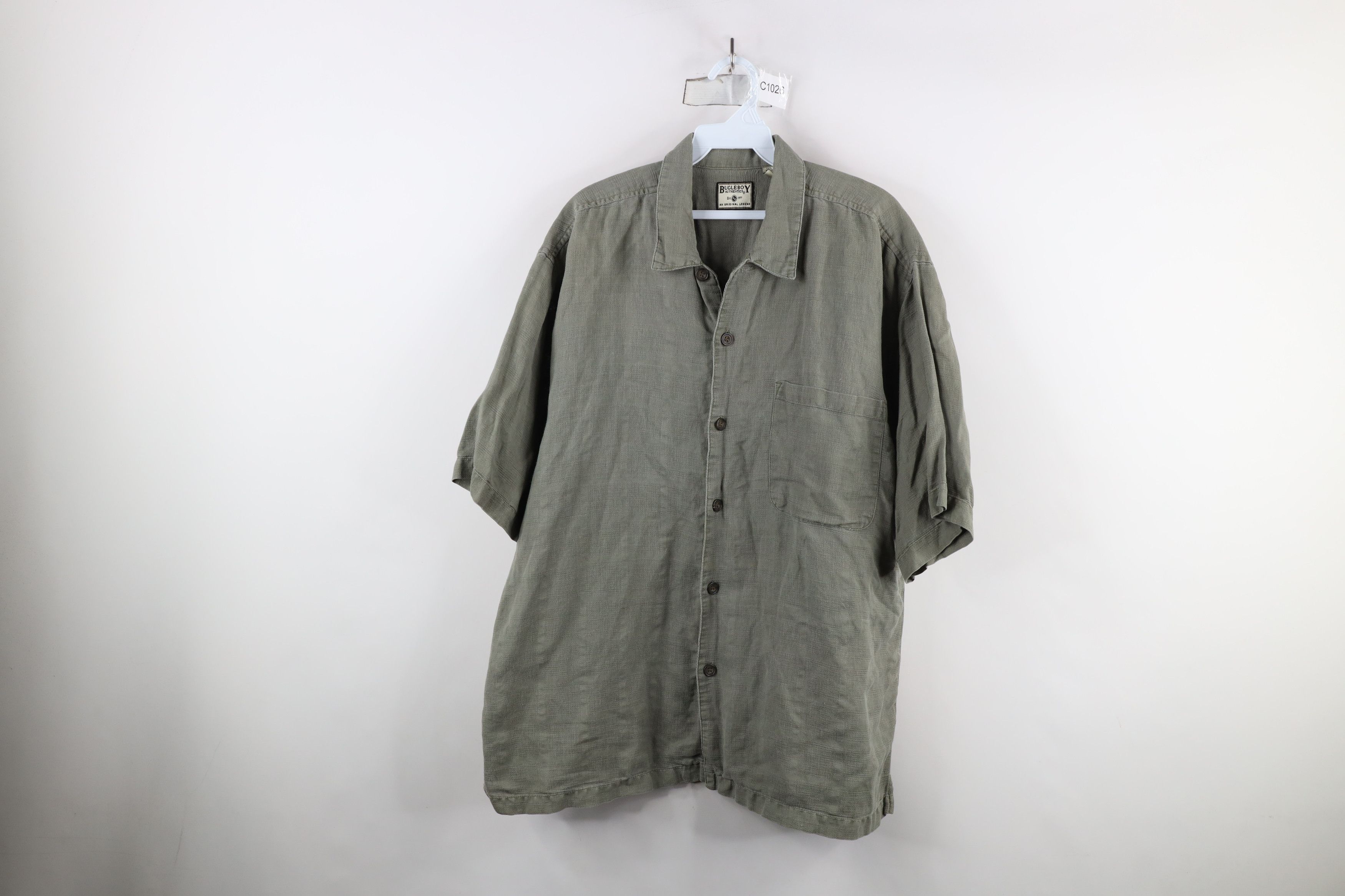Vintage Vintage 90s Streetwear Weave Collared Button Shirt Green Size US XL / EU 56 / 4 - 1 Thumbnail