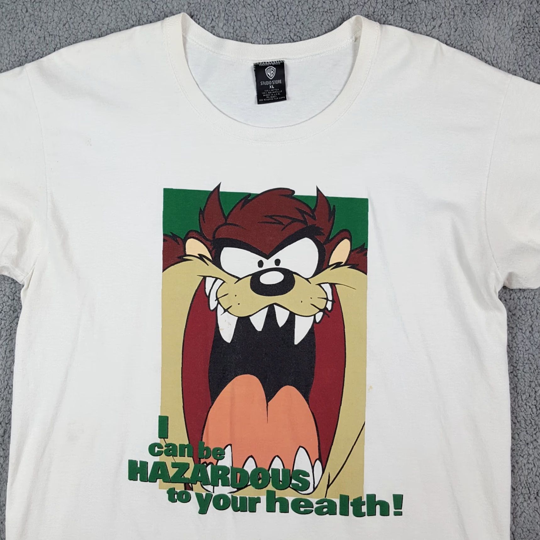 Vintage VINTAGE 90s Warner Bros Taz Tasmanian Devil Cartoon T-Shirt Men XL White Cotton Retro Y2K Size US XL / EU 56 / 4 - 2 Thumbnail