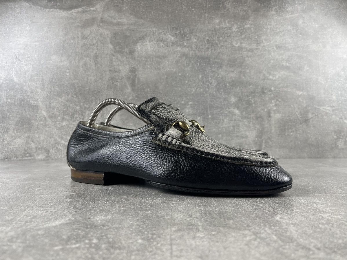 Gucci Gucci Vintage Horsebit Pebbled Leather Loafers Black Size US 7 / EU 40 - 2 Thumbnail