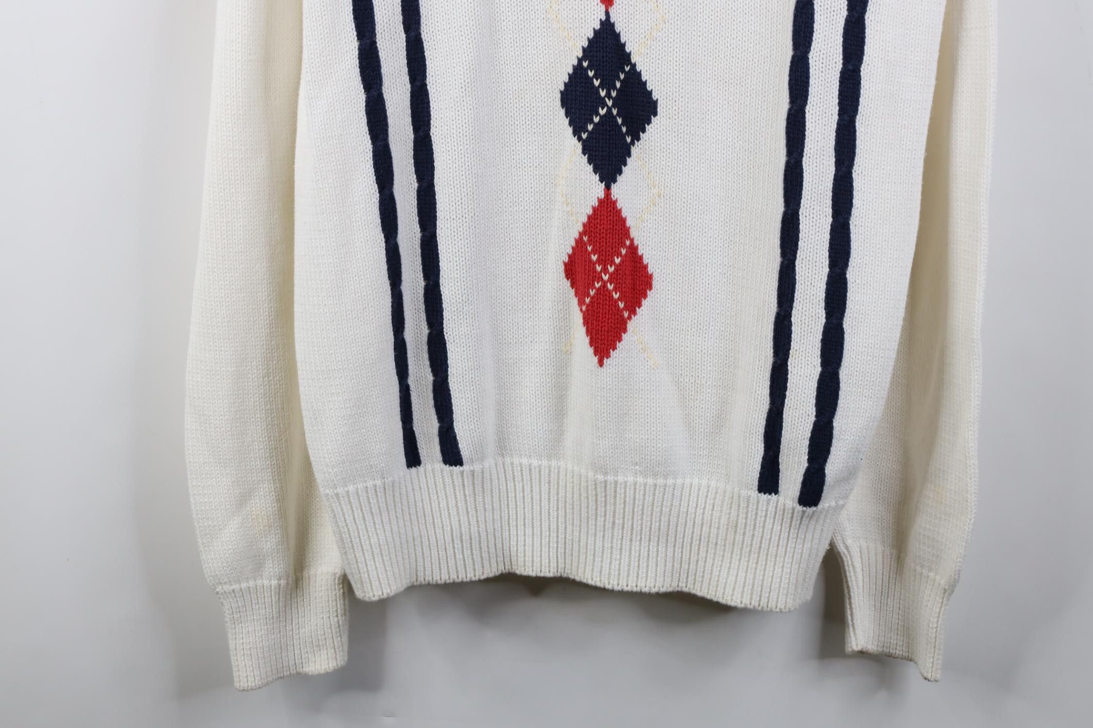Vintage Vintage 80s 90s Streetwear Cotton Cable Knit Golf Sweater Size US L / EU 52-54 / 3 - 3 Thumbnail