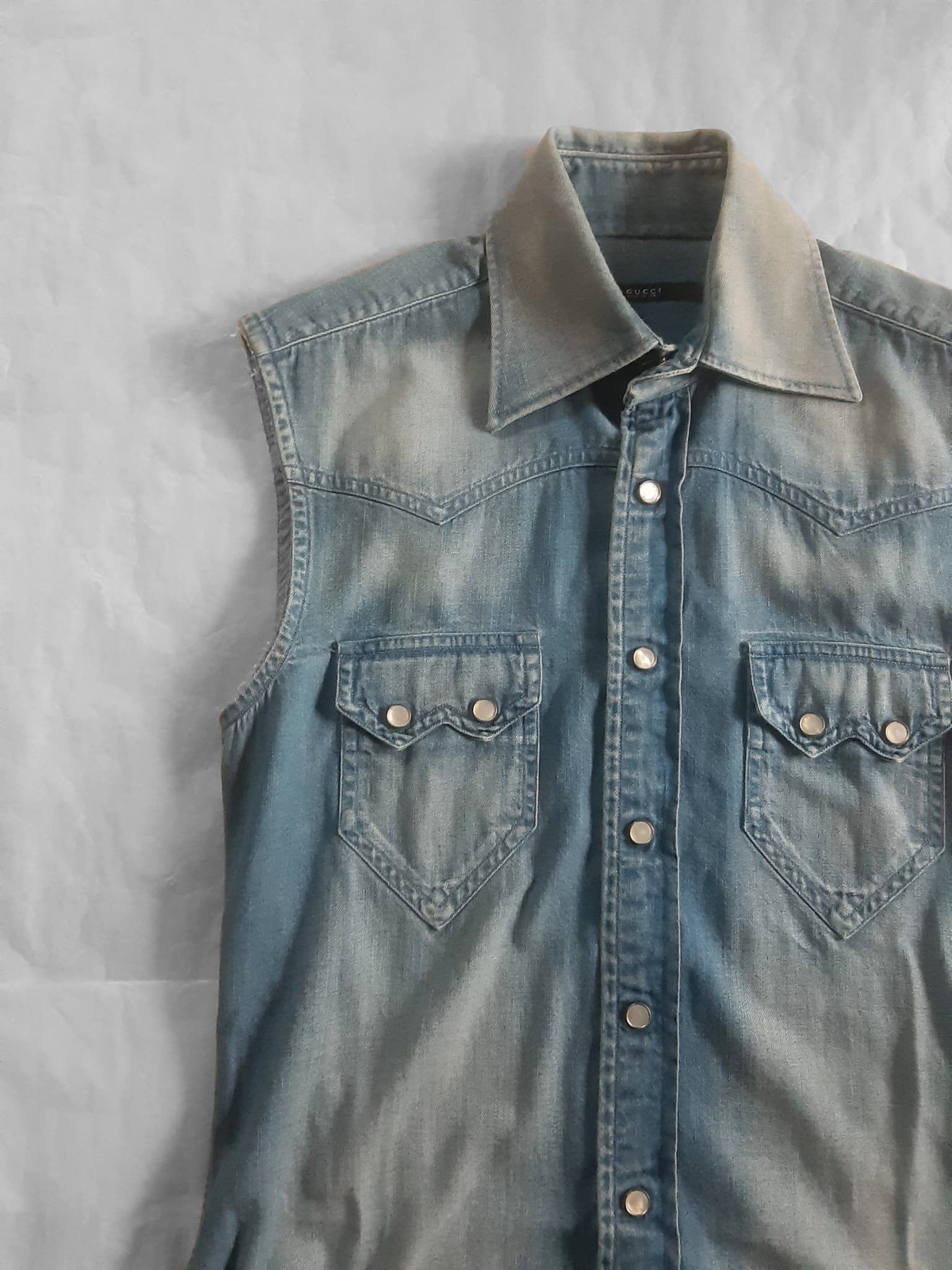 Gucci SS 2004 Gucci X Tom Ford Cowboy Western Denim Shirt Size US S / EU 44-46 / 1 - 4 Thumbnail