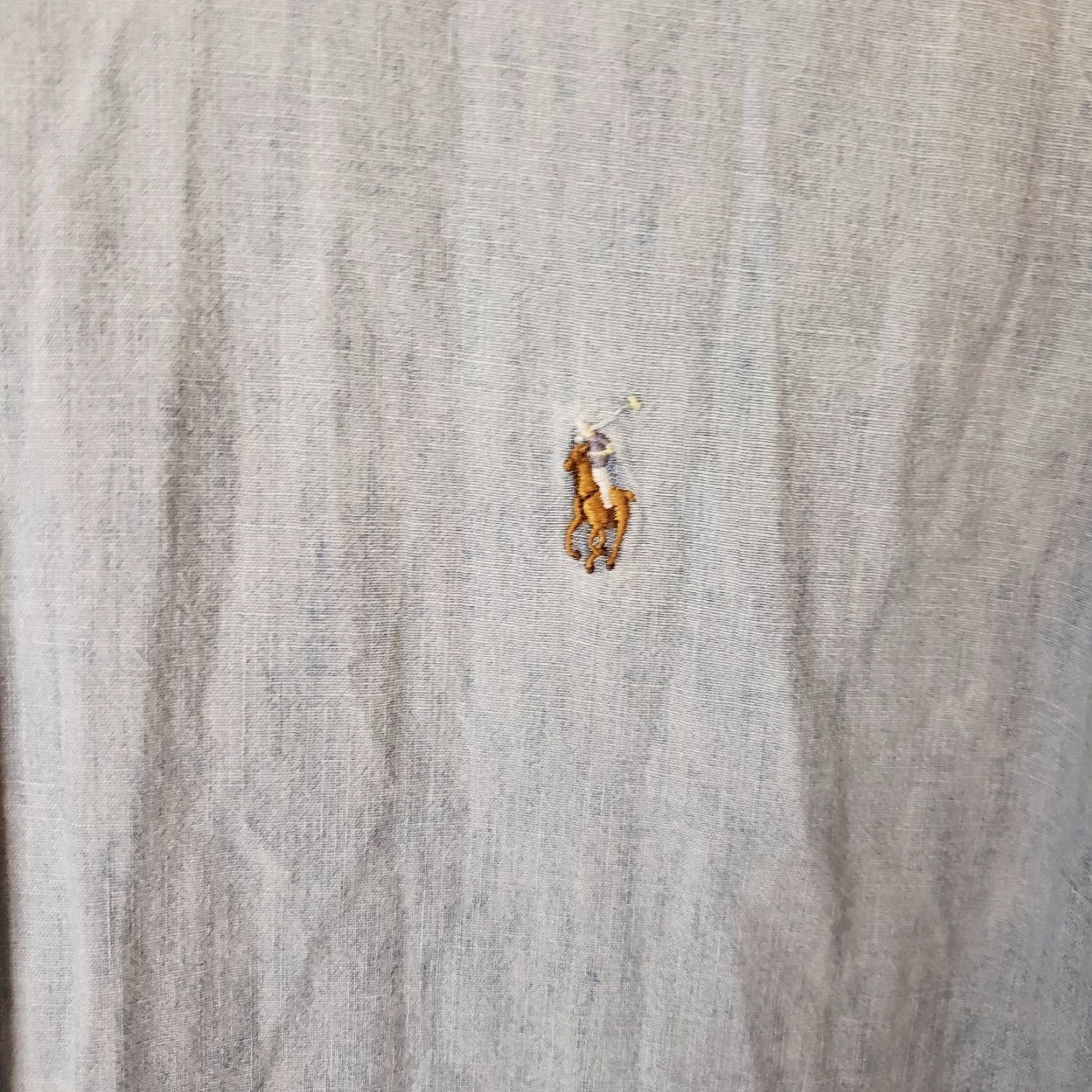 Ralph Lauren Ralph Lauren Button-Down Shirt Denim Chambray Short Sleeve Pony & Rider Embroidered Multicolor Logo Blue L Mens Size US L / EU 52-54 / 3 - 4 Thumbnail
