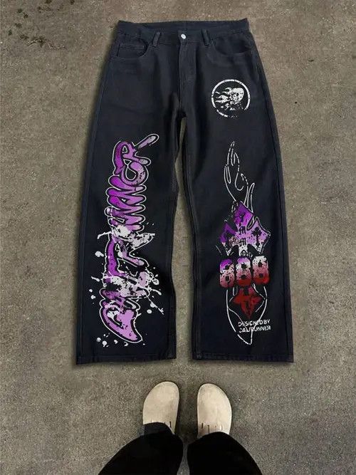 Jean × Vintage Vintage street graphic loose jeans Y2K Size US 34 / EU 50 - 3 Thumbnail