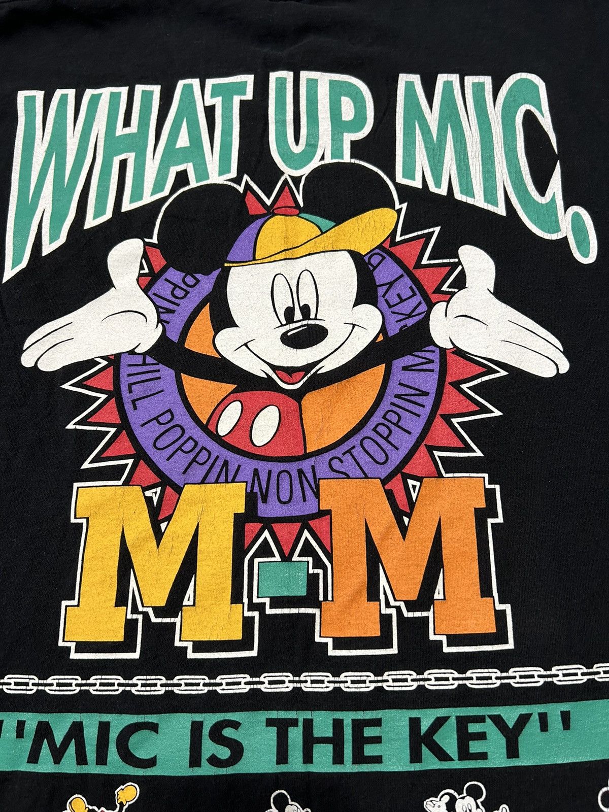 Mickey Mouse × Vintage 1990s Mickey By Jerry Leigh “What Up Mic” T-Shirt Size US L / EU 52-54 / 3 - 5 Thumbnail