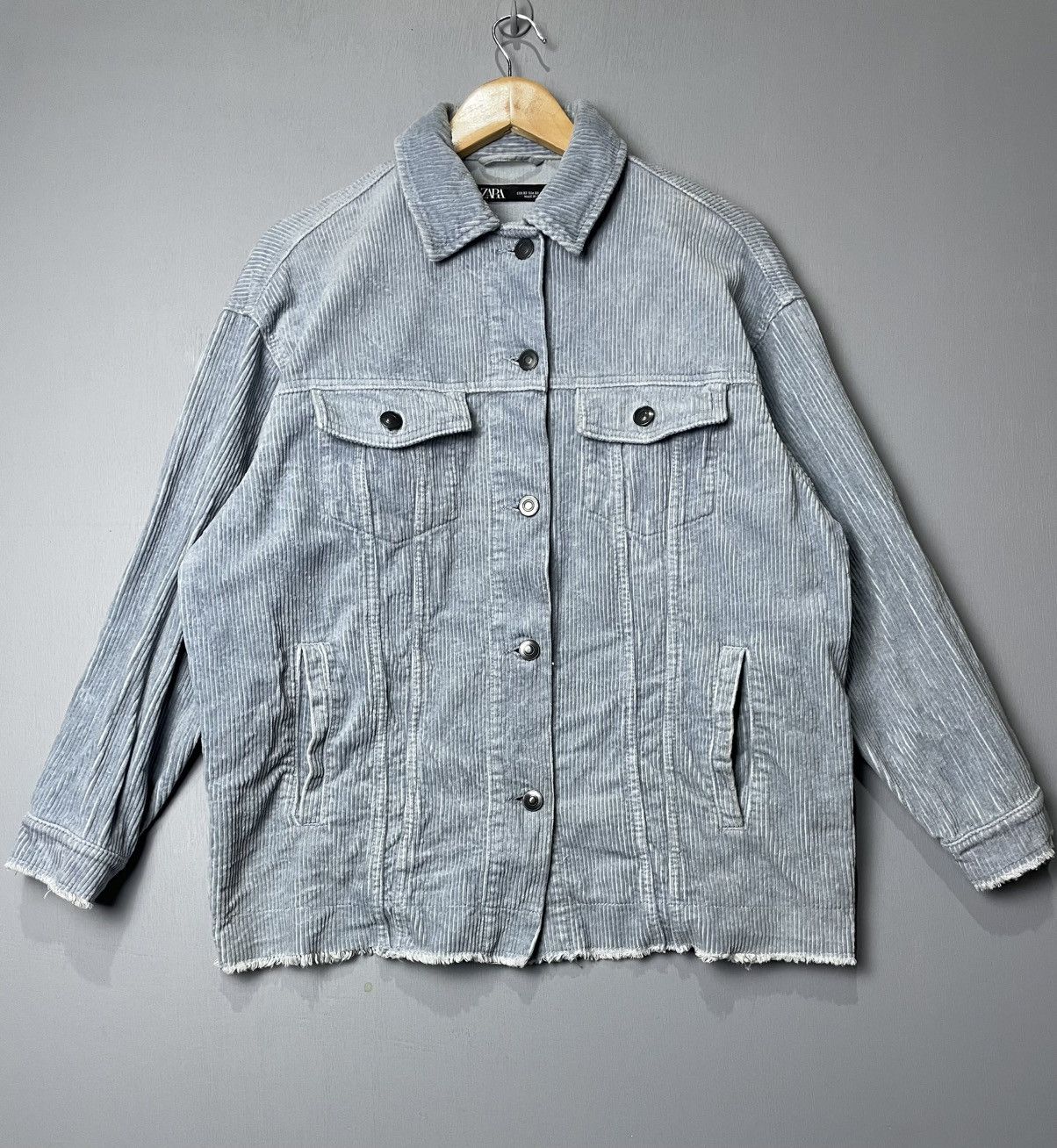 Zara ZARA pale blue button up Corduroy jacket Size XS / US 0-2 / IT 36-38 - 1 Thumbnail