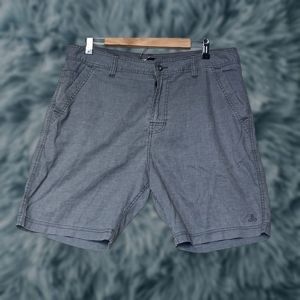 Prana Prana Men Shorts 35x8 Gray Lightweight Chino Breathable Pockets Logo Preppy Flexible Regular Cotton Blend Microfiber Casual Outdoor Hiking Size US 35 - 1 Thumbnail