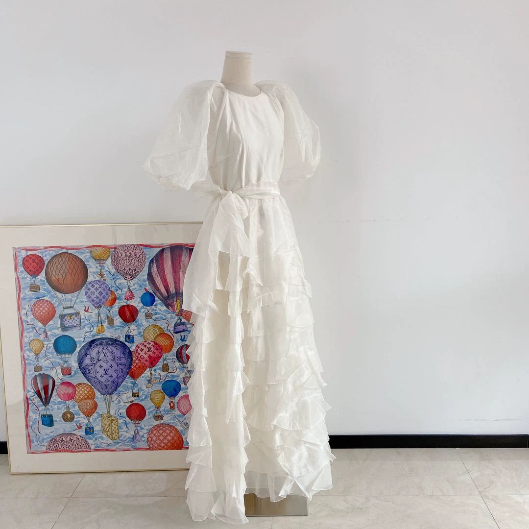 HUISHAN ZHANG HuiShan Zhang White Long Tiered Skirt EU38 8806 Size S / US 4 / IT 40 - 5 Thumbnail