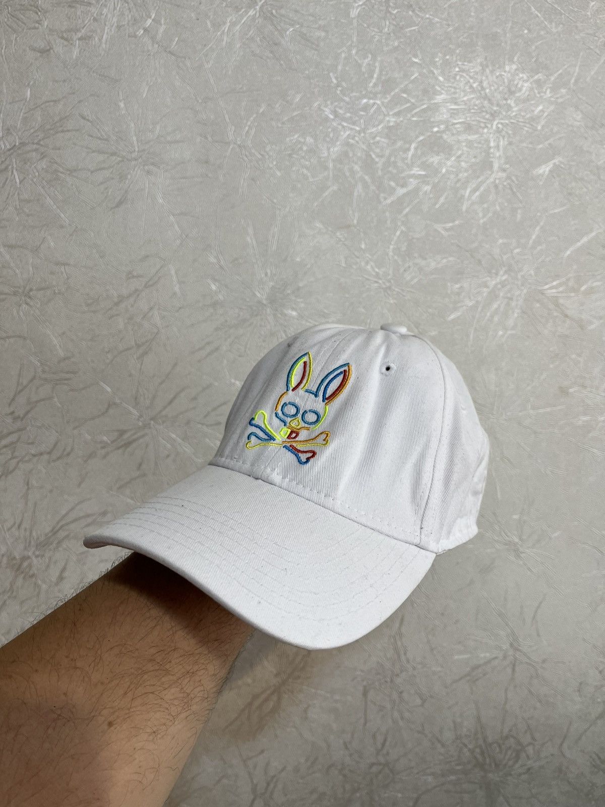 Psycho Bunny Psycho Bunny White Baseball Cap Embroidered Skull Bunny Logo Size ONE SIZE - 1 Thumbnail