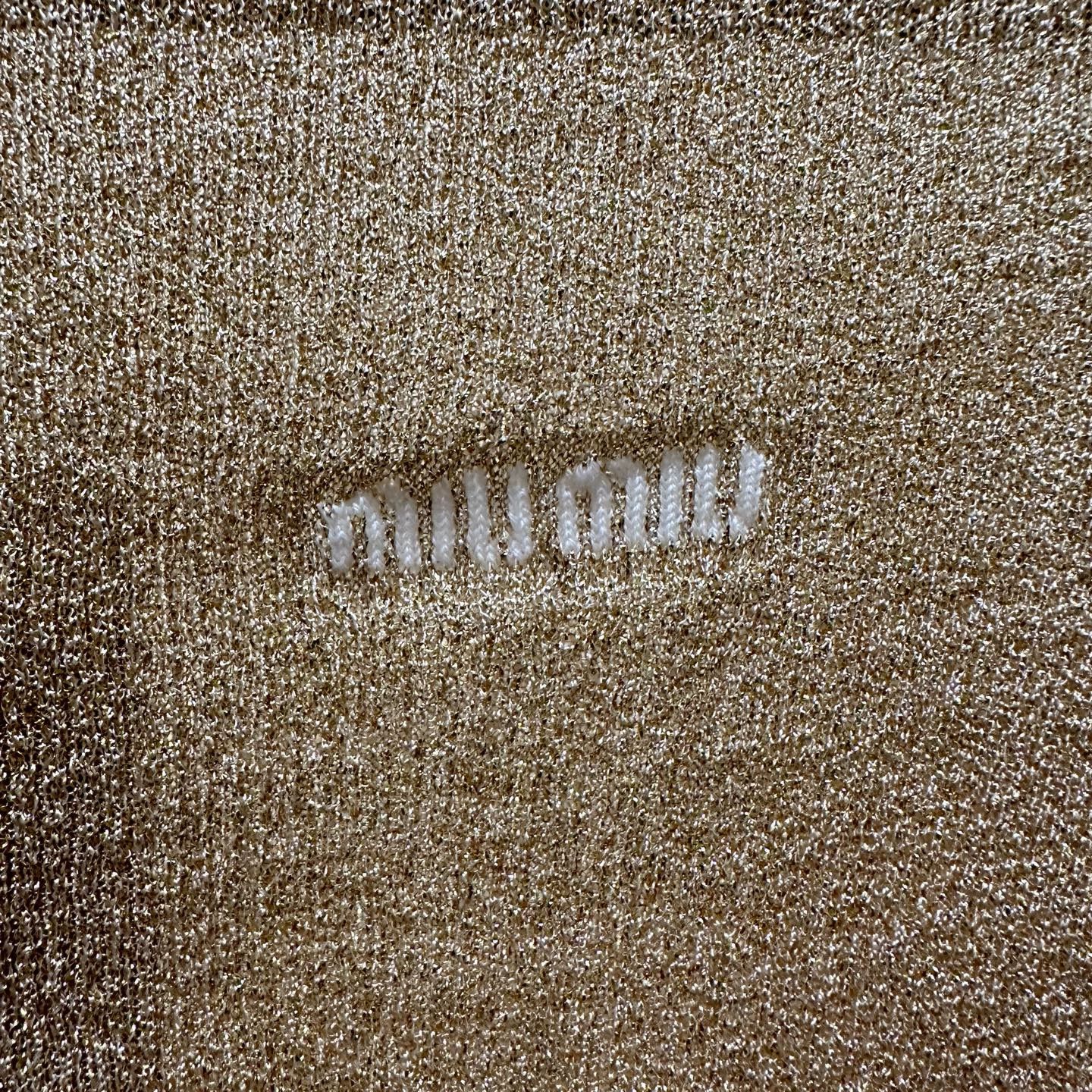 Miu Miu MIU MIU gold thread elastic logo knit shortPolo 36 Size XS / US 0-2 / IT 36-38 - 6 Thumbnail