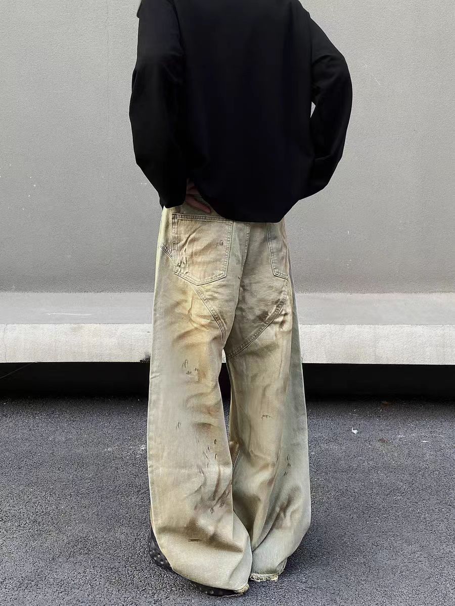 Designer × Jean × Vintage Vintage yellow clay graffiti machete baggy jeans Size US 34 / EU 50 - 5 Thumbnail