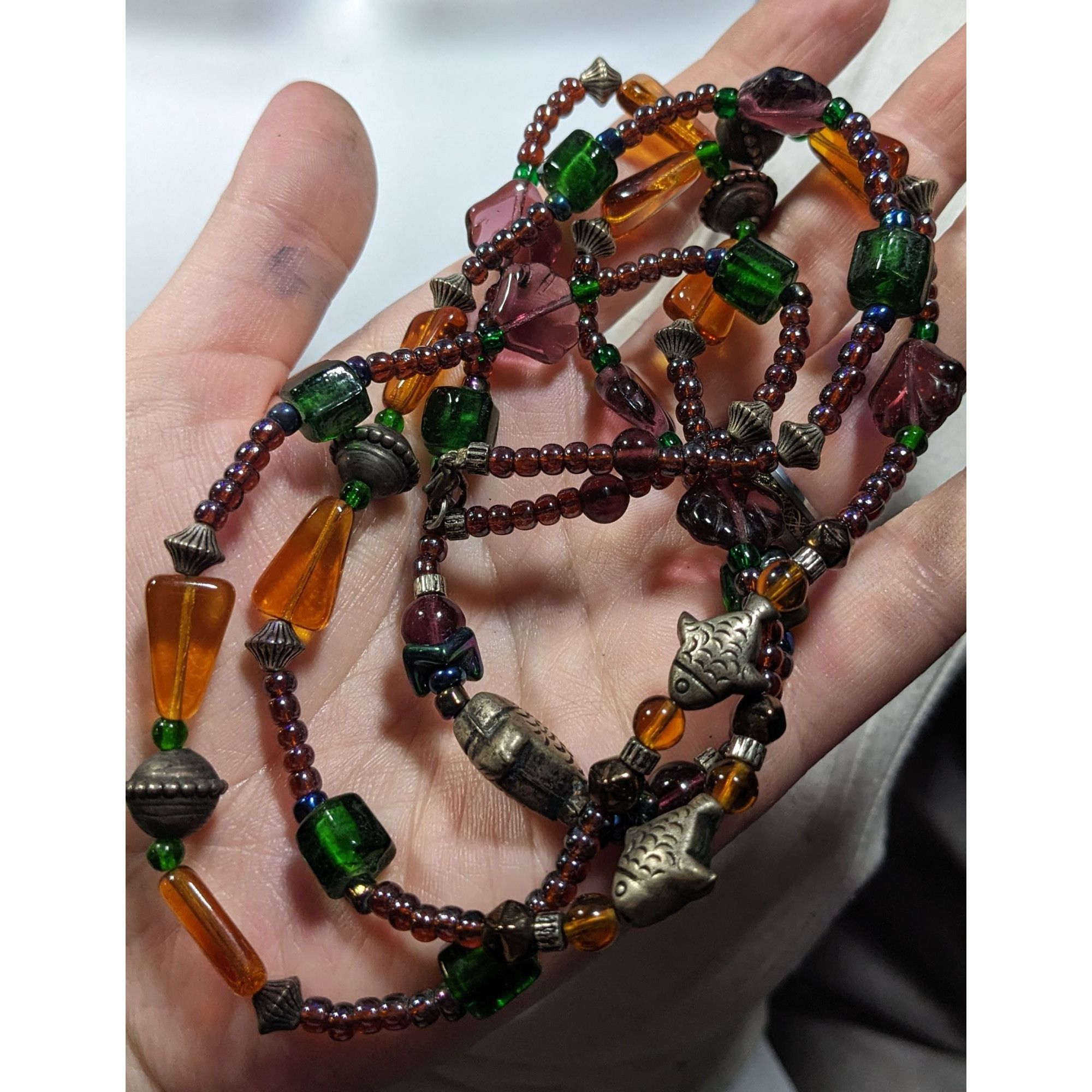 Other Handmade Glass Beaded Fish Charm Necklace Size ONE SIZE - 7 Thumbnail