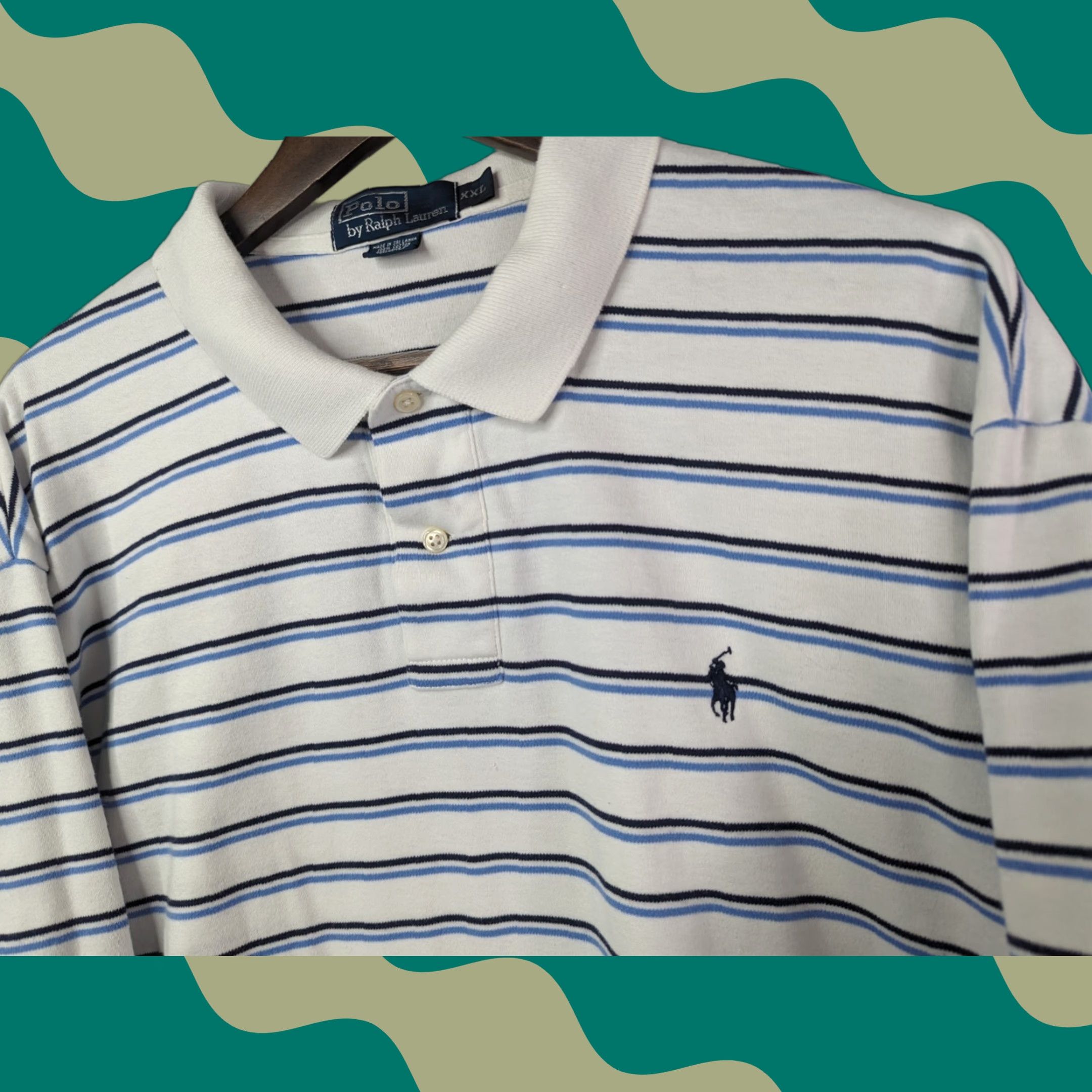 Polo Ralph Lauren VINTAGE Polo Ralph Lauren Short Sleeve Polo Men 2XL Blue White Striped Pony Shirt Size US XXL / EU 58 / 5 - 1 Thumbnail