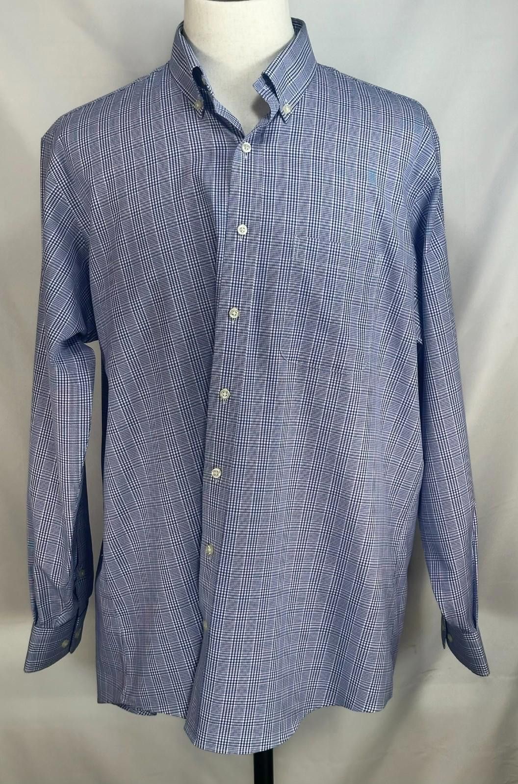 Kirkland Signature Kirkland Traditional Non-Iron Oxford Button Up Blue Mens XL Size 44R - 1 Thumbnail