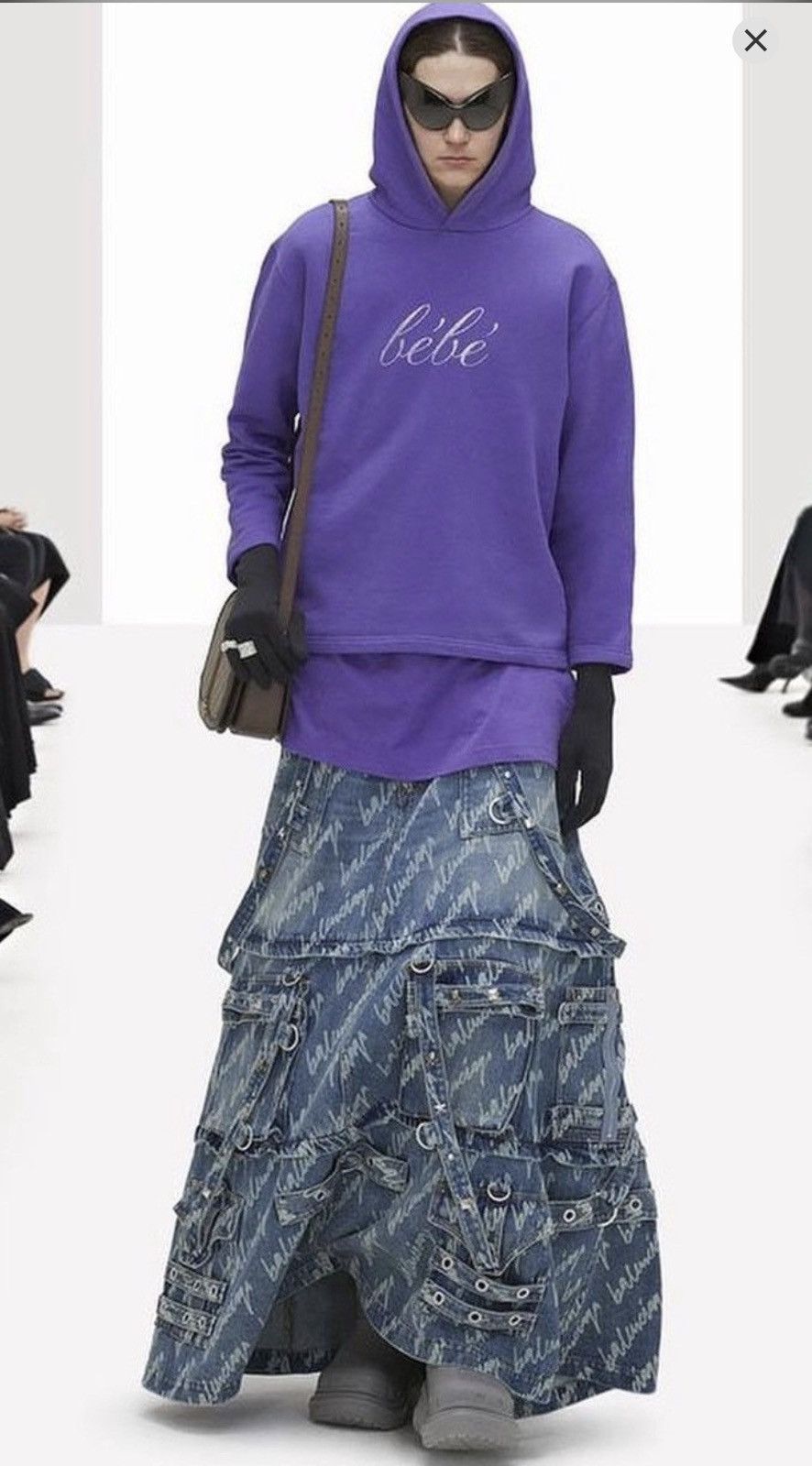 Balenciaga Runway Script Raver Rave Denim Skirt Size US 28 / EU 44 - 2 Thumbnail