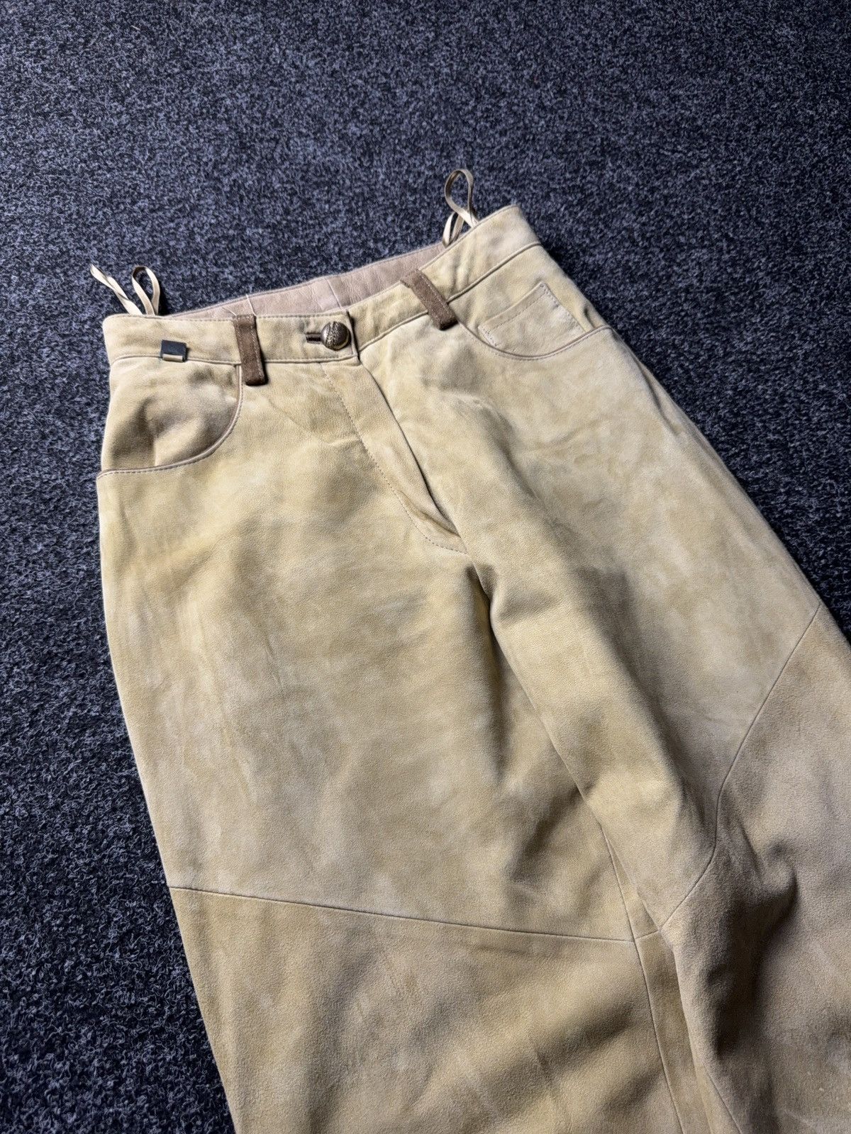 Genuine Leather Vintage 90s Western USA Soln Beige Suede Leather Pants EU38 Size 28" / US 6 / IT 42 - 7 Thumbnail