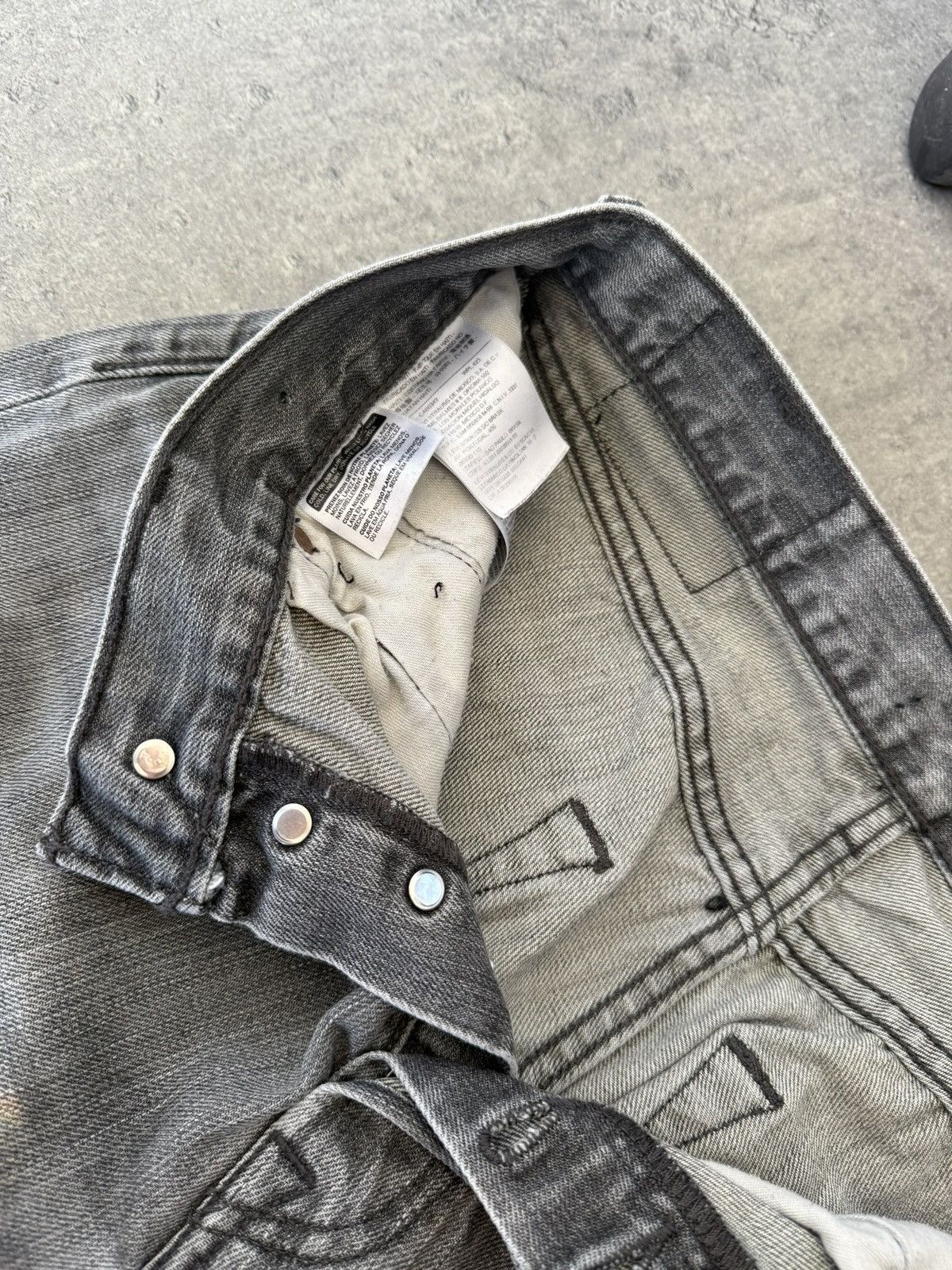 Levi's Vintage Levi’s 501 Grey Denim Straight Pants Striped Washed Size US 30 / EU 46 - 9 Thumbnail