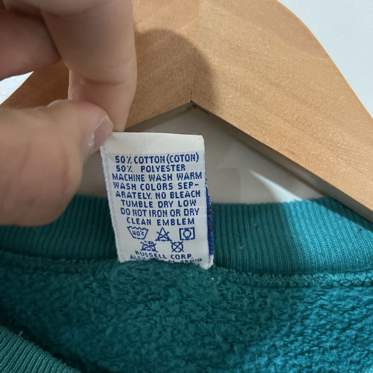 Russell Athletic Vintage made in USA 1990s Russell Teal Crewneck Sweatshirt Size US L / EU 52-54 / 3 - 5 Thumbnail