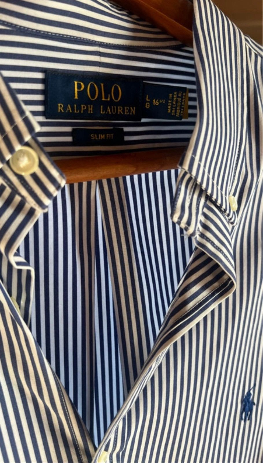 Polo Ralph Lauren Polo Ralph Lauren Slim Fit Striped Shirt Navy White – Size L Size US L / EU 52-54 / 3 - 1 Thumbnail