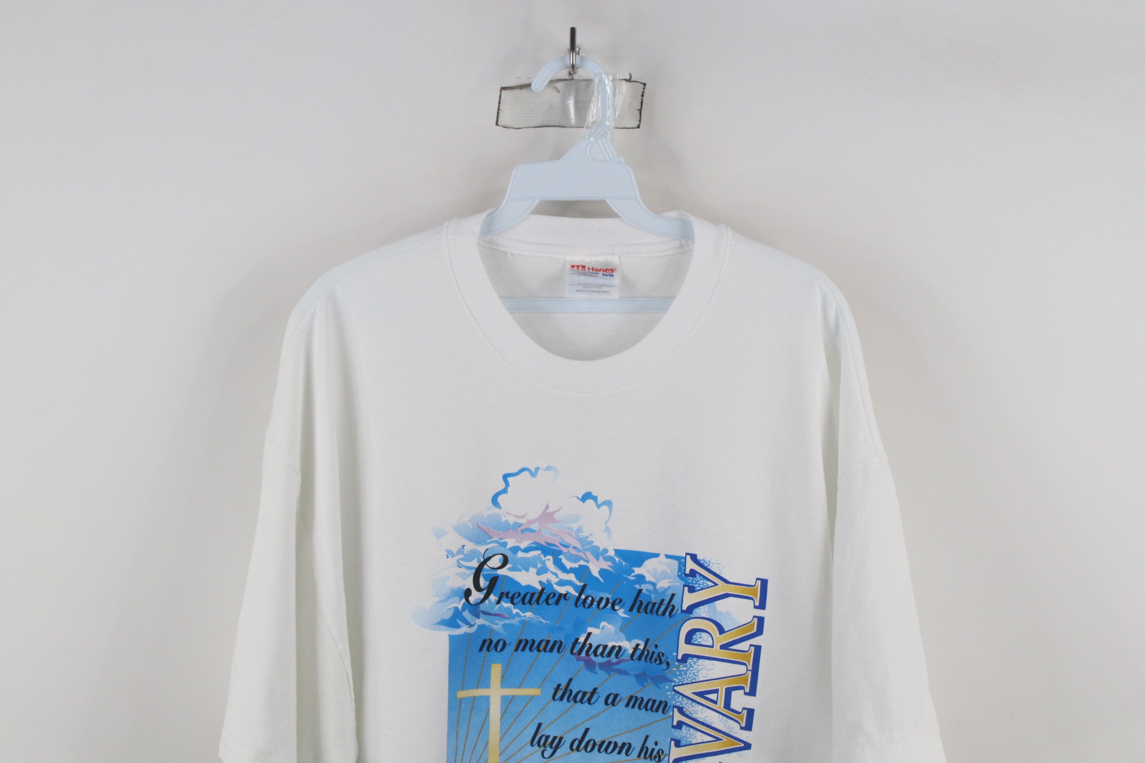 Vintage Vintage 90s Christianity Calvary Short Sleeve T-Shirt White Size US XL / EU 56 / 4 - 2 Thumbnail
