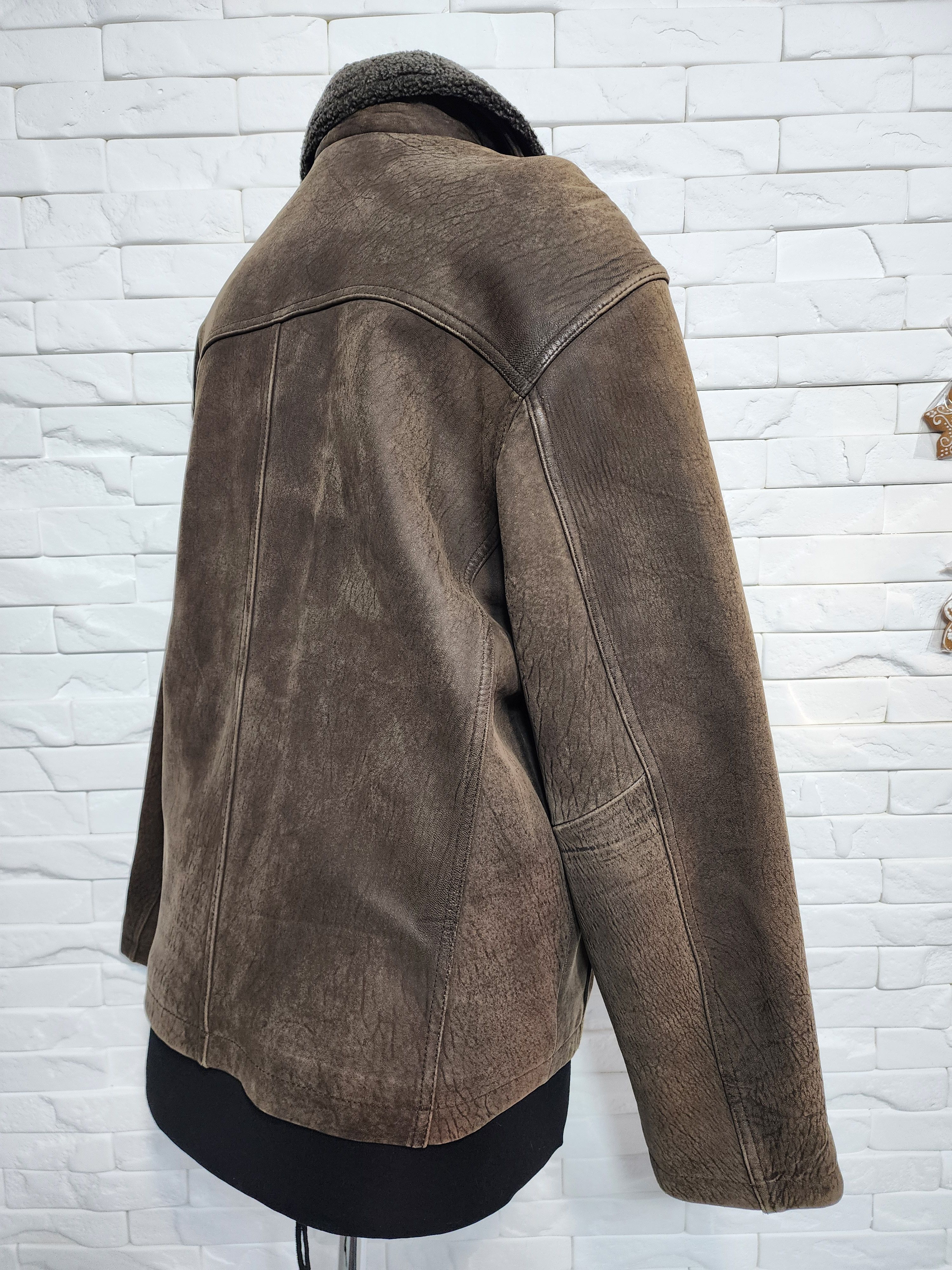 Uniqlo Brown Genuine Leather Jacket: Men's Metal Zipper Jacket Size US L / EU 52-54 / 3 - 5 Thumbnail