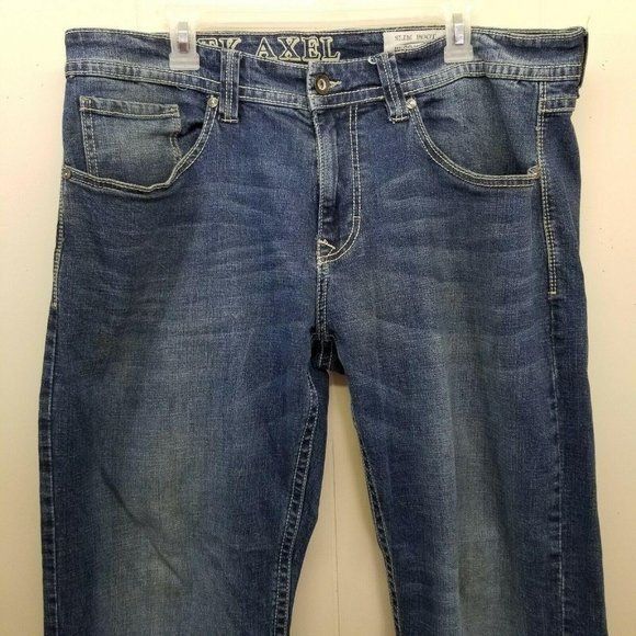 Vintage TK Axel Blue Jeans Denim Mens 36x30 Slim Boot Cut Pants Size US 36 / EU 52 - 3 Thumbnail