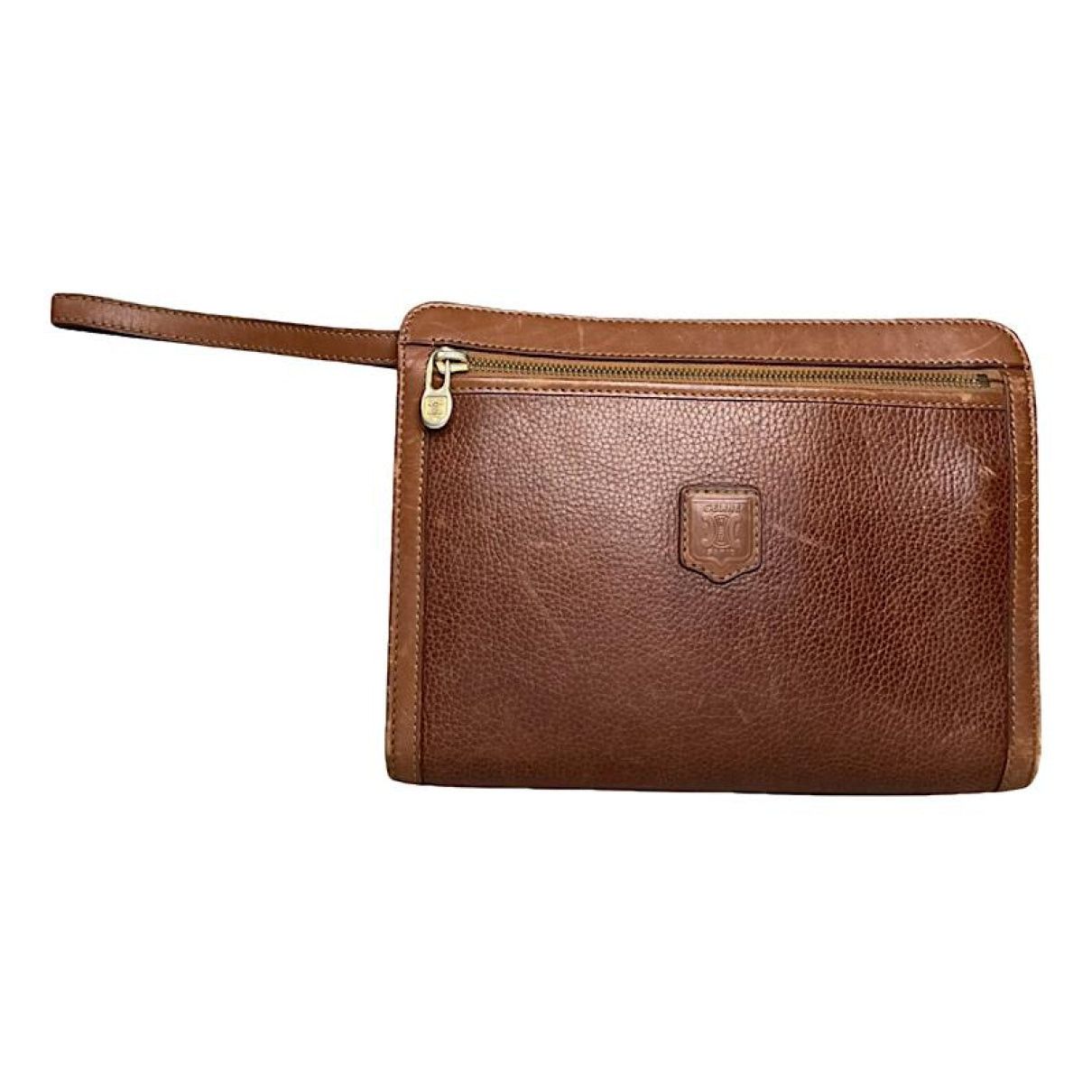 Celine Triomphe Vintage Brown Leather Clutch Bag Size ONE SIZE - 1 Thumbnail